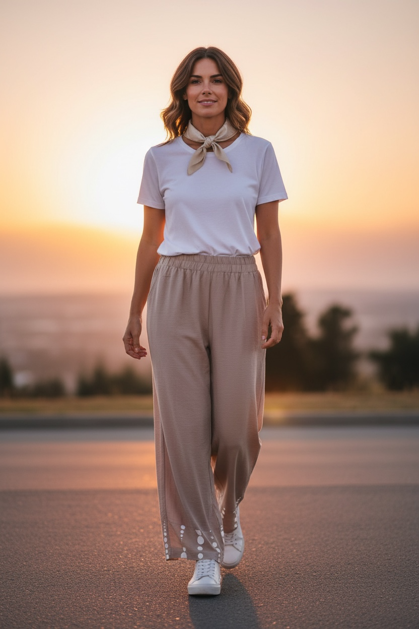 “Mabel” Italian spot hem cullottes in mocha