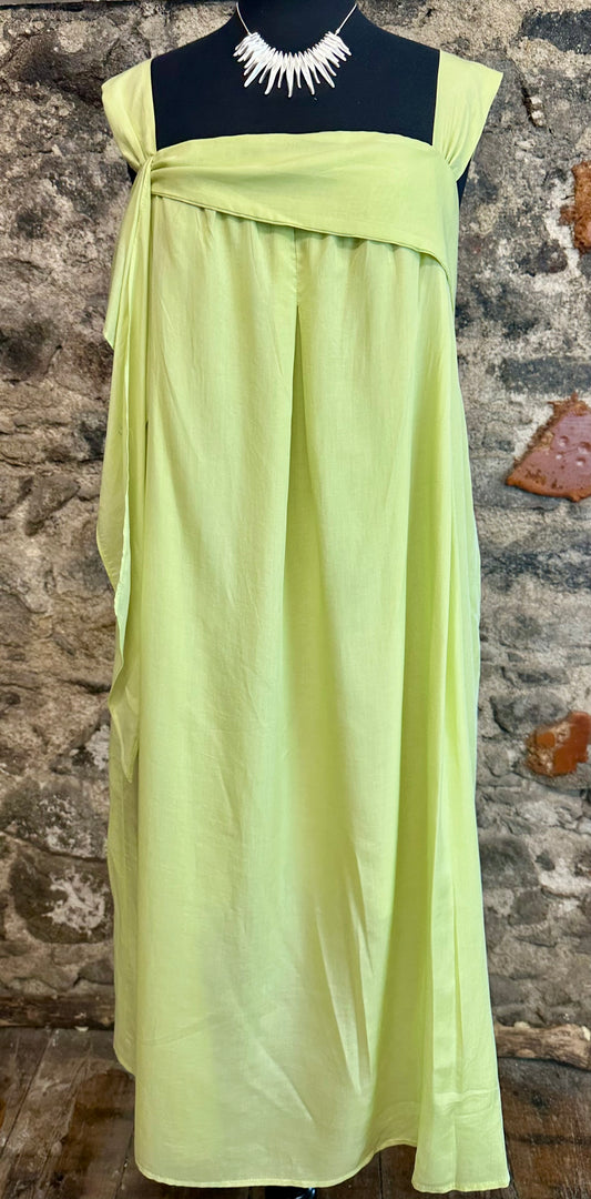 “Marguerite “ Italian lime green cotton lined midi dress