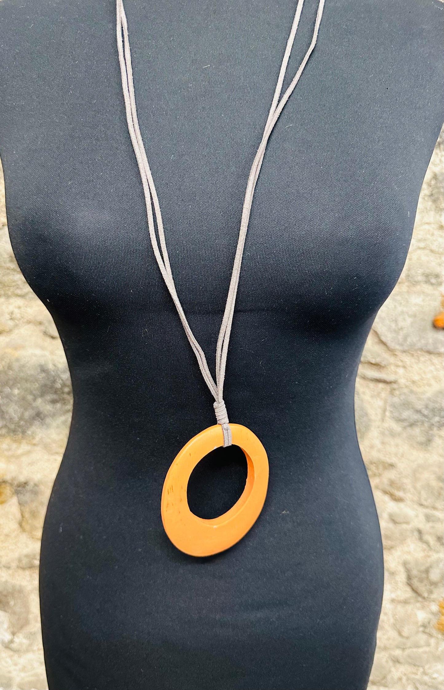 Lorshadesign statement tangerine wooden abstract neckpiece