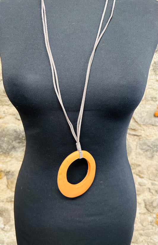 Lorshadesign statement tangerine wooden abstract neckpiece