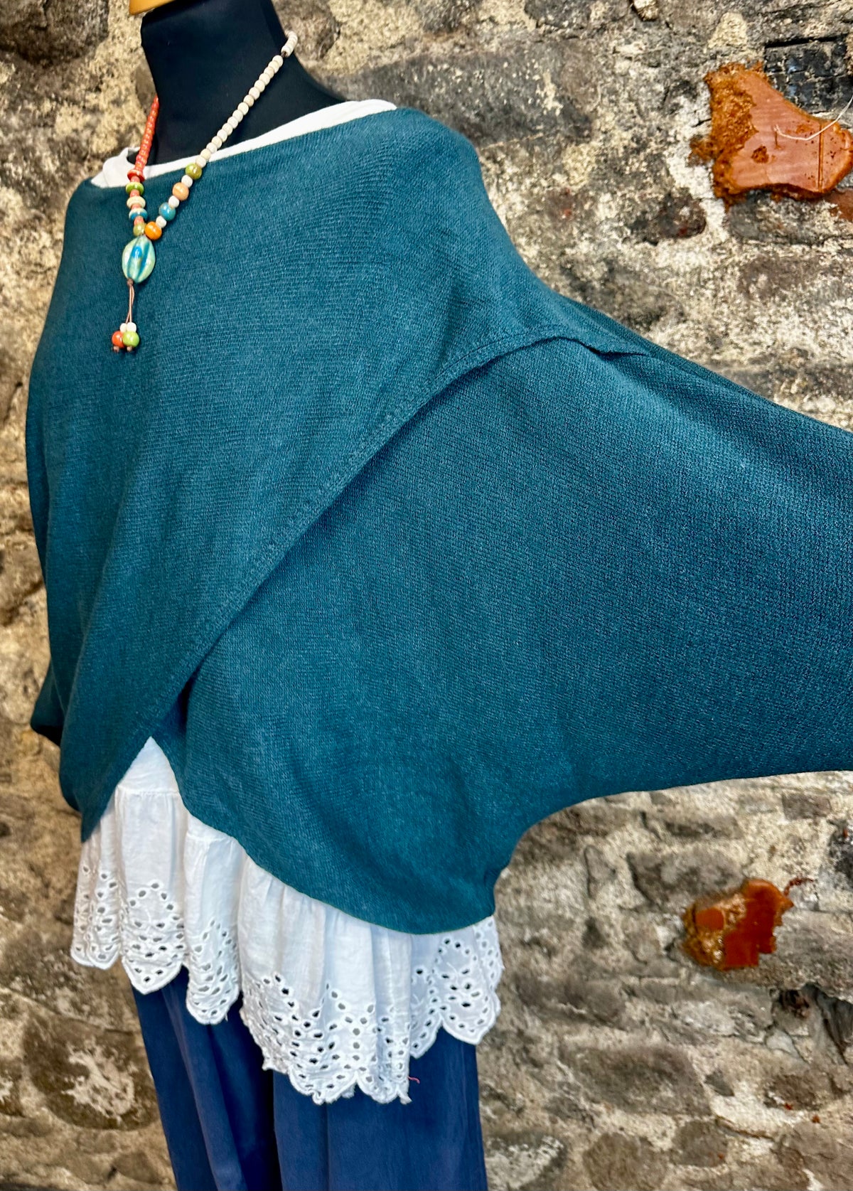 “Sadie “ teal Italian crossover knit