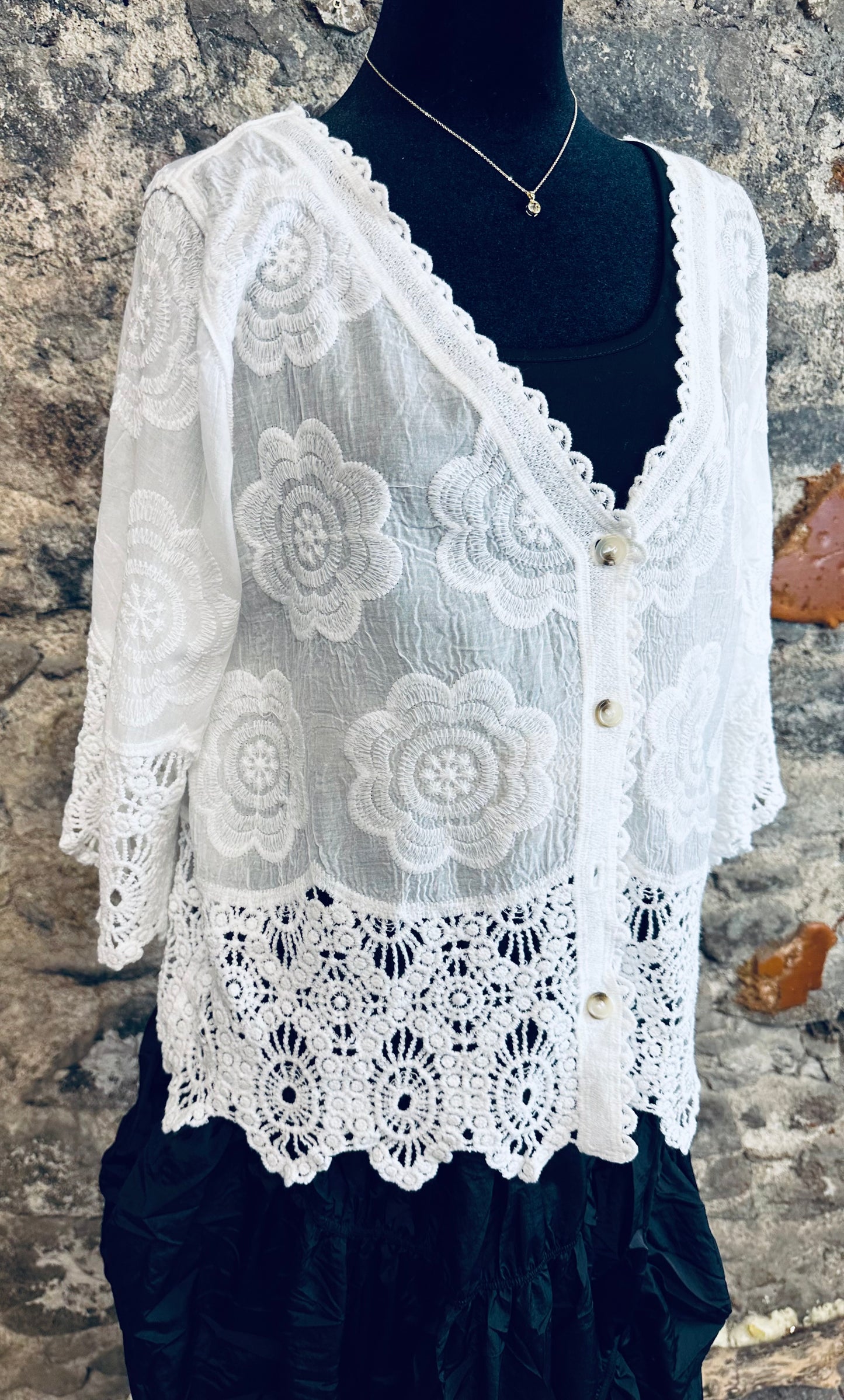 “Stevie  “ ivory crochet Italian cover up