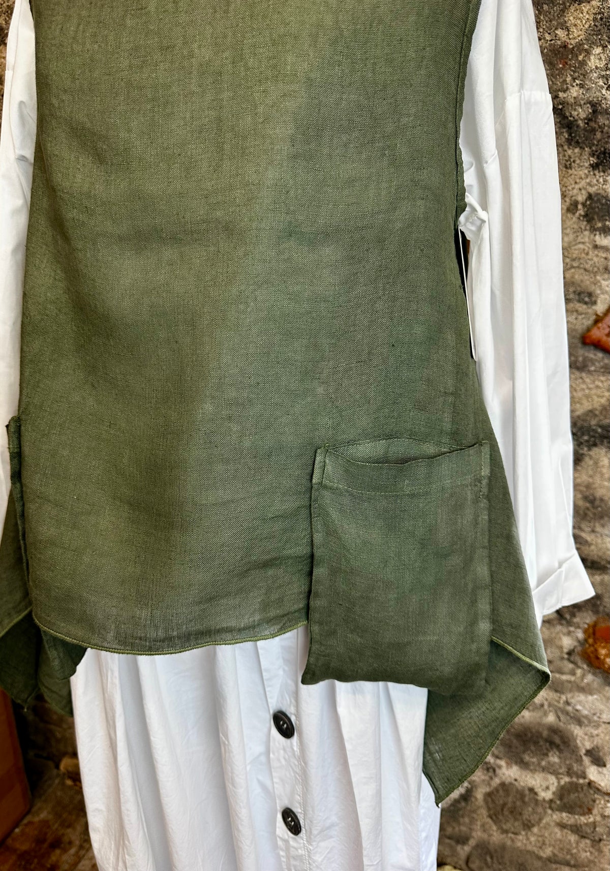 “Della” Forest green Italian linen tunic
