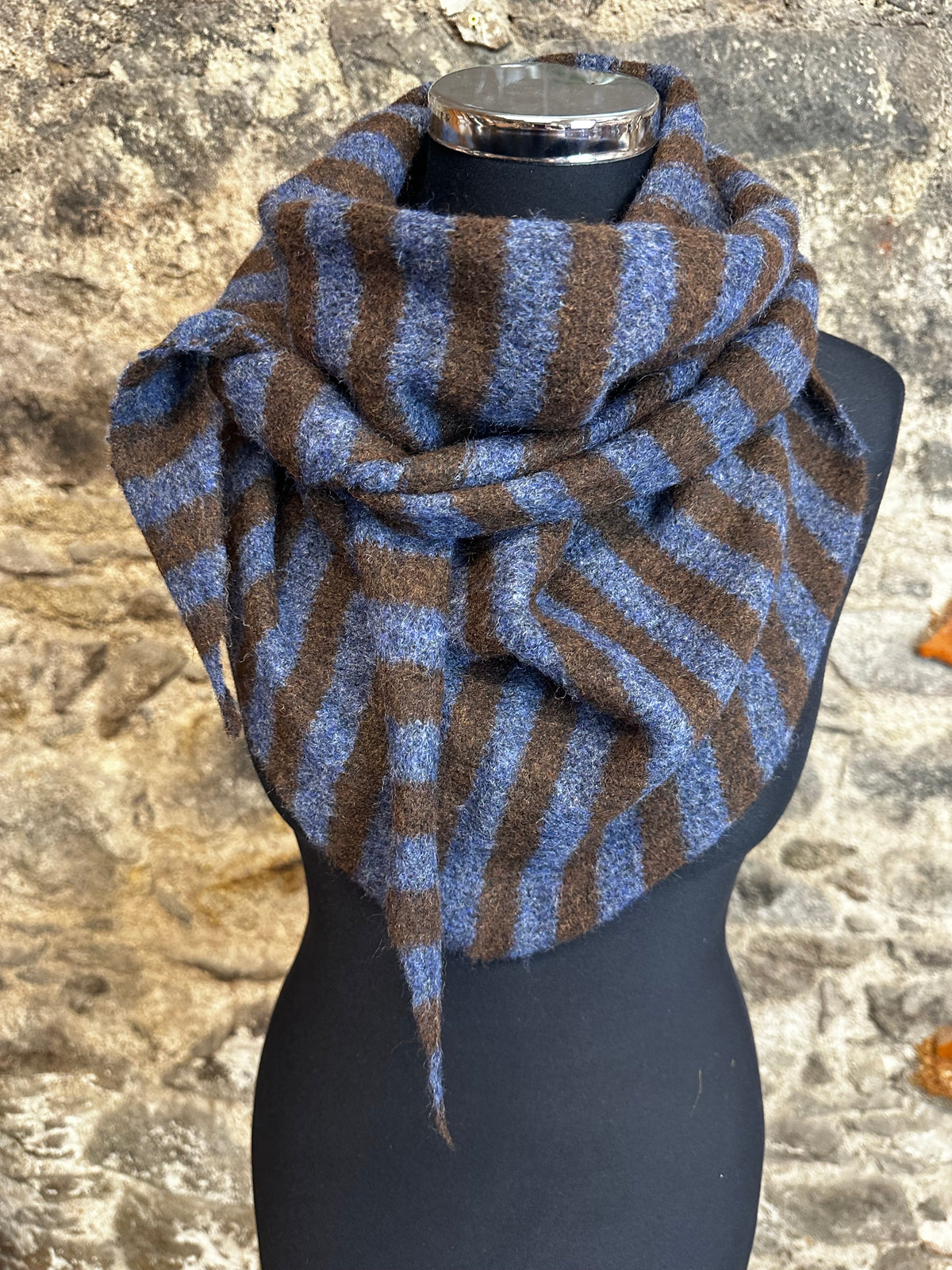 Nelly denim and chocolate cosey triangle scarf