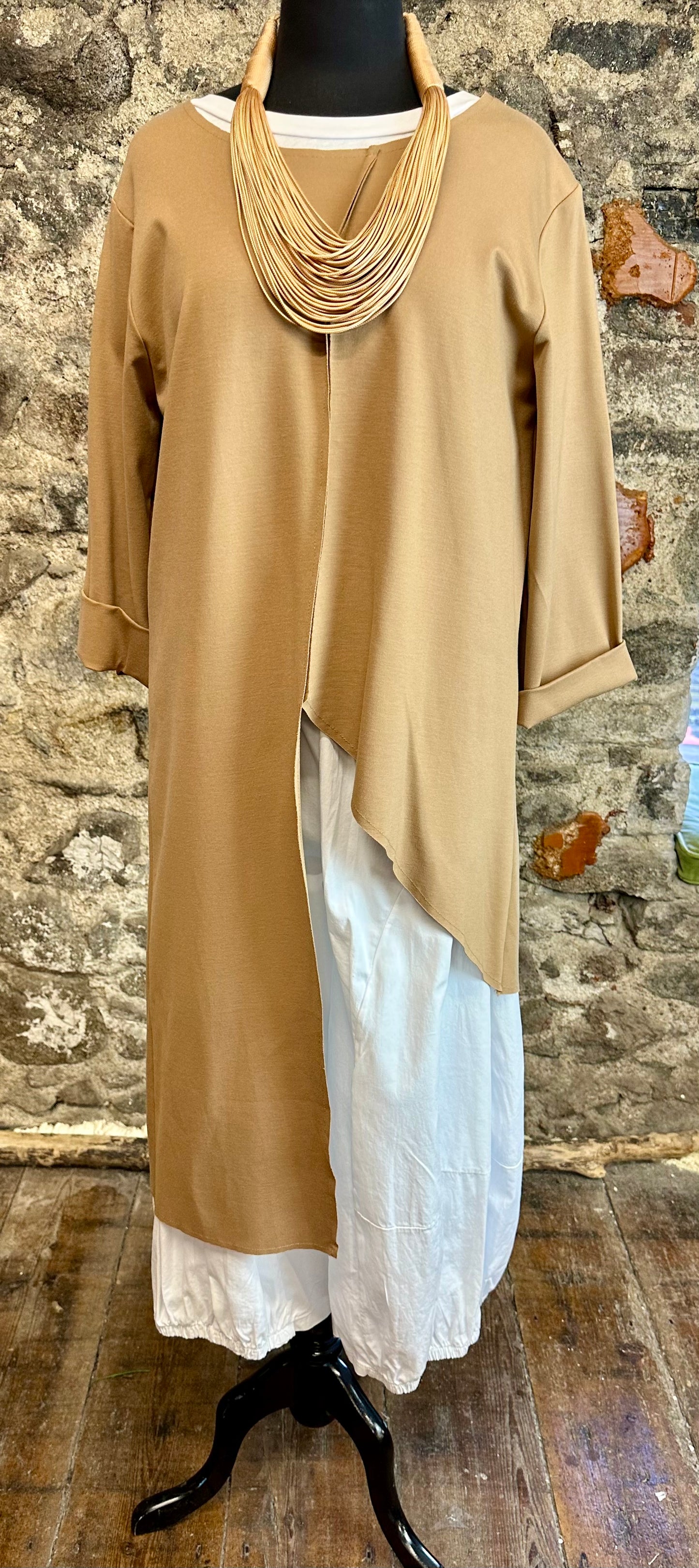 “Mayla  “ caramel asymmetrical Italian tunic