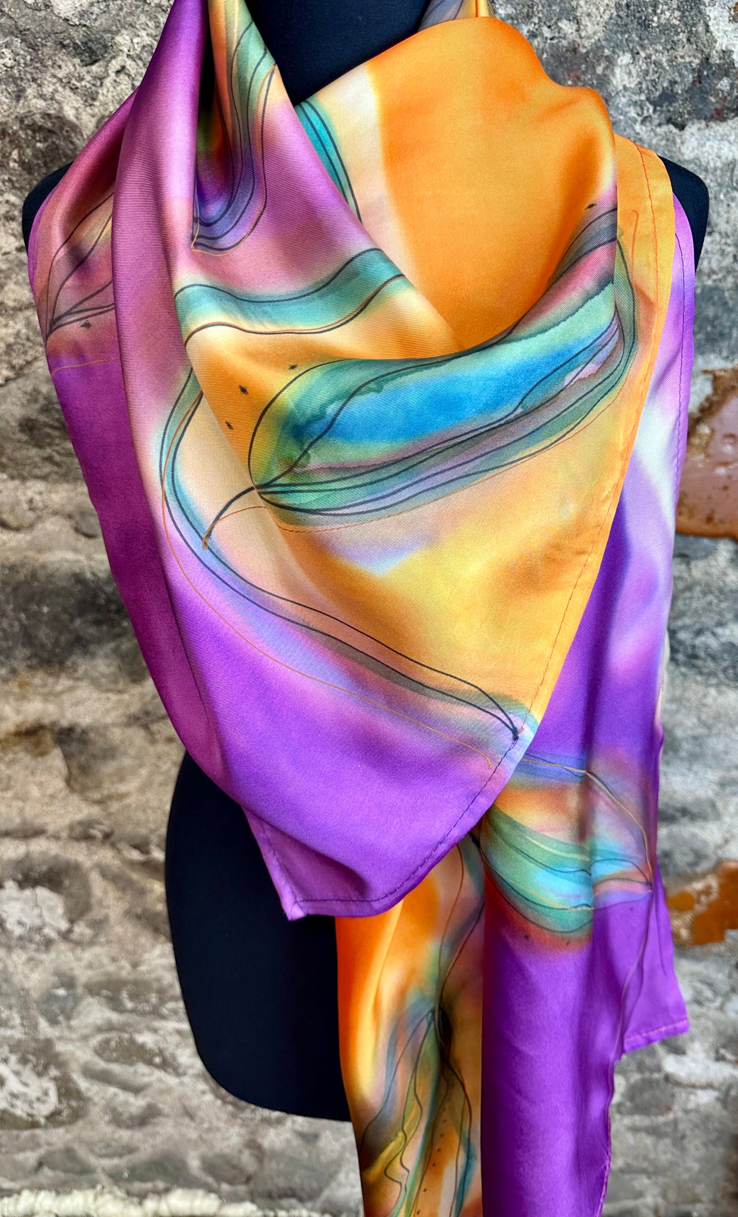Lorsha Handpainted silk Scarf