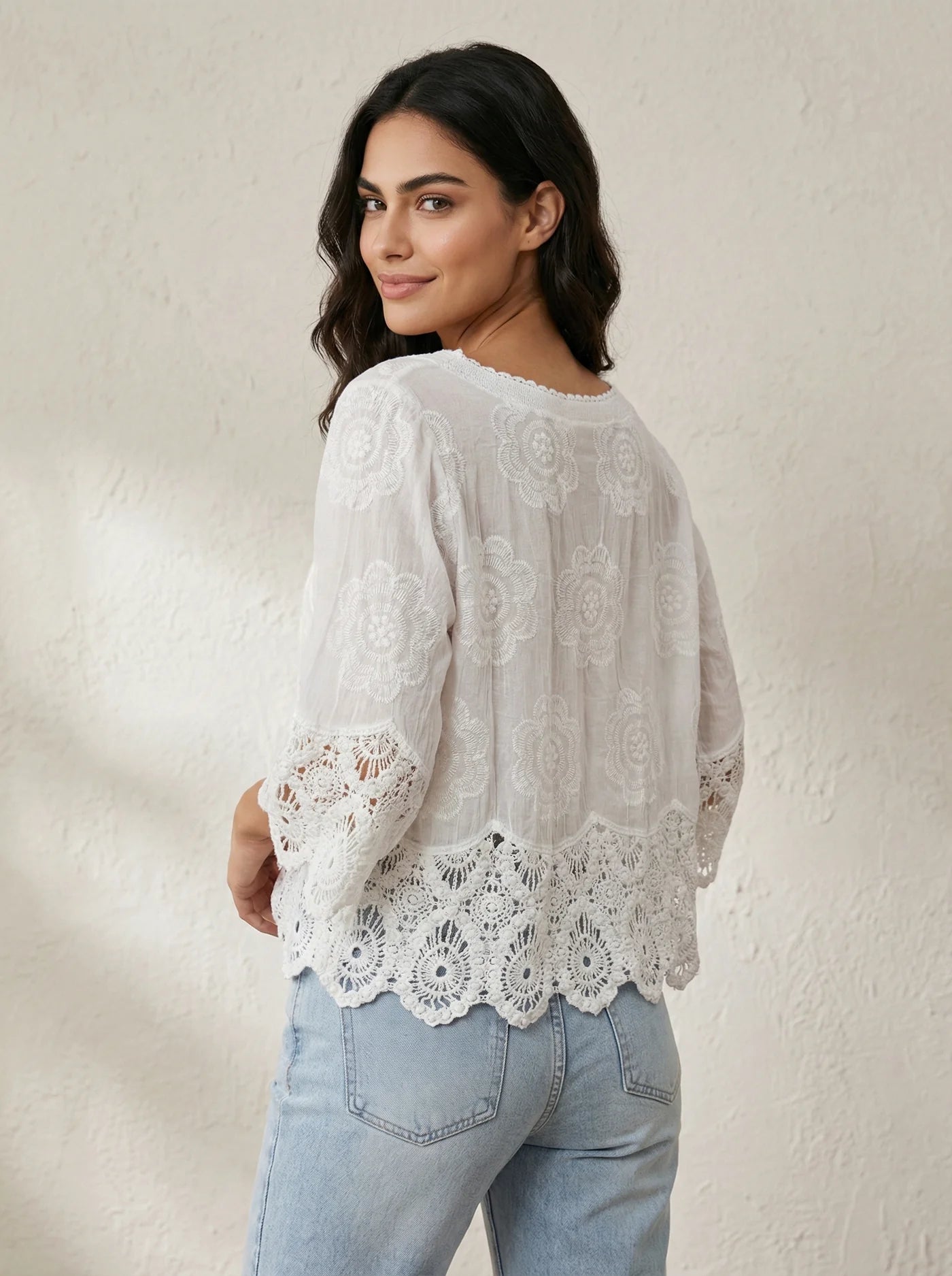 “Stevie  “ ivory crochet Italian cover up