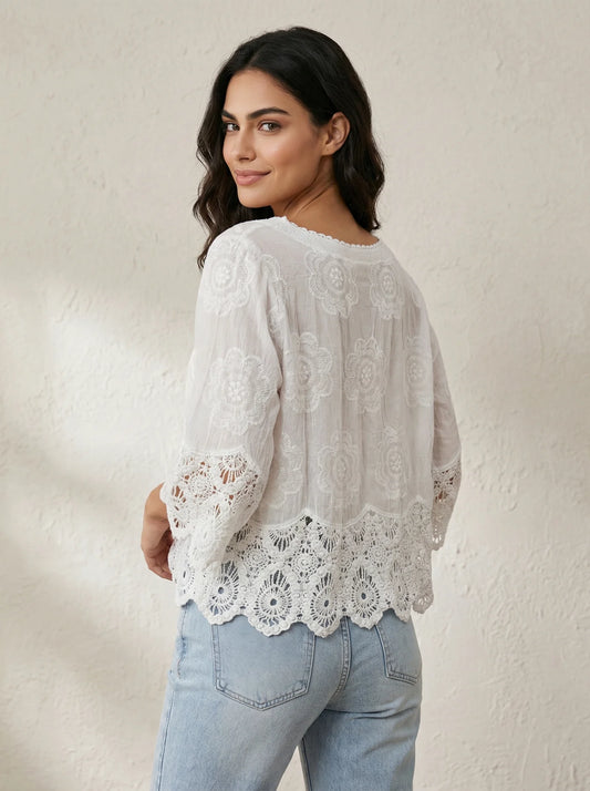 “Stevie  “ ivory crochet Italian cover up