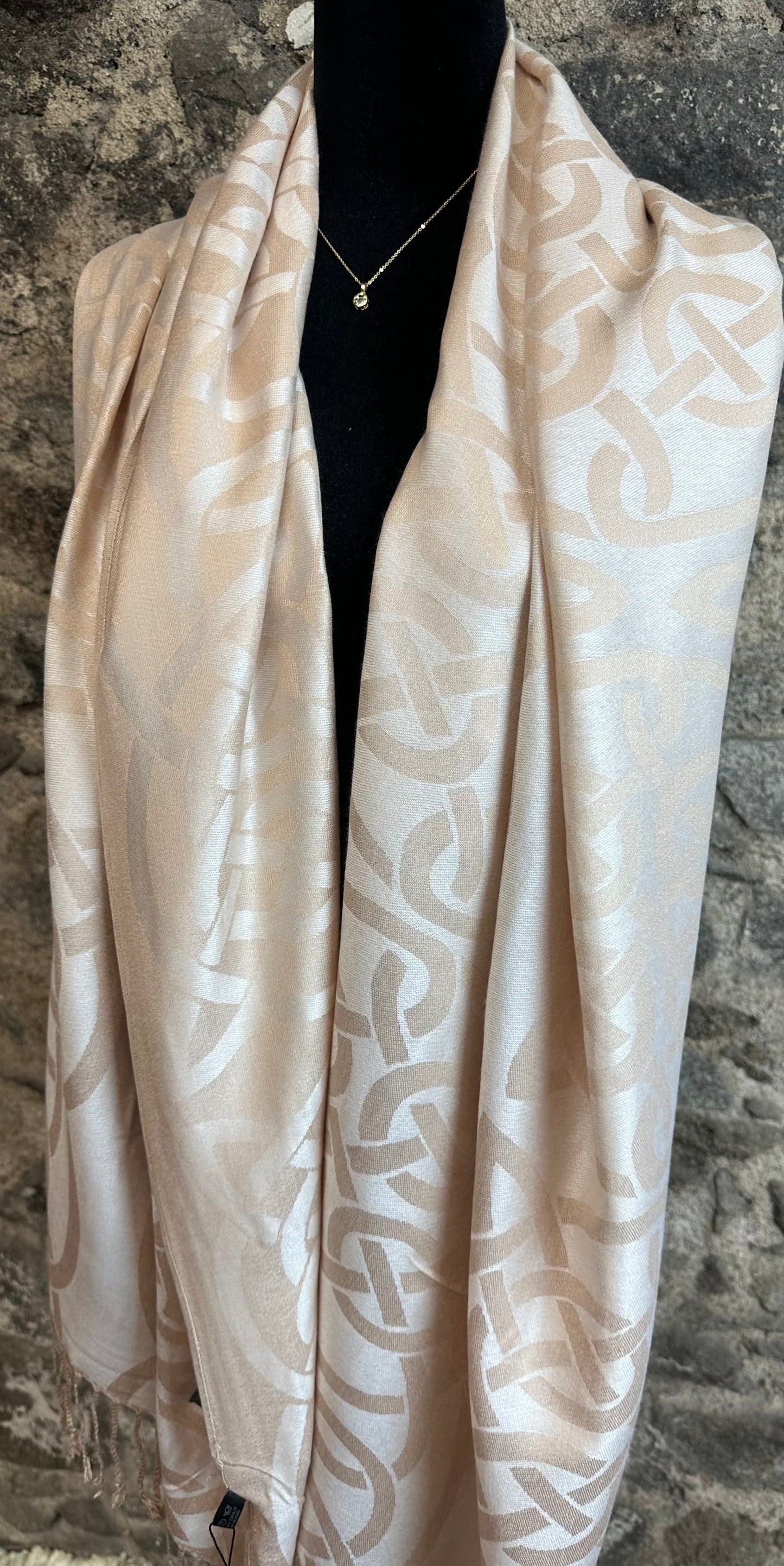 Buttermilk cream Heritage Irish designed knotwork pashmina