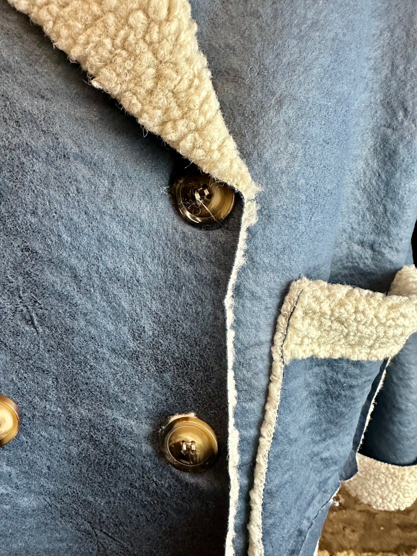“Mira “ denim blue italian shearer box jacket