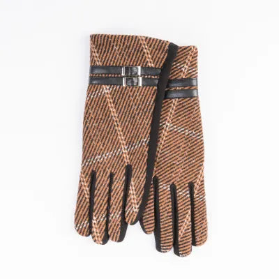 Heritage mocha plaid strap glove