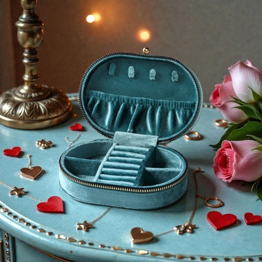 “Isabella “ ocean blue velvet jewellery travel  box