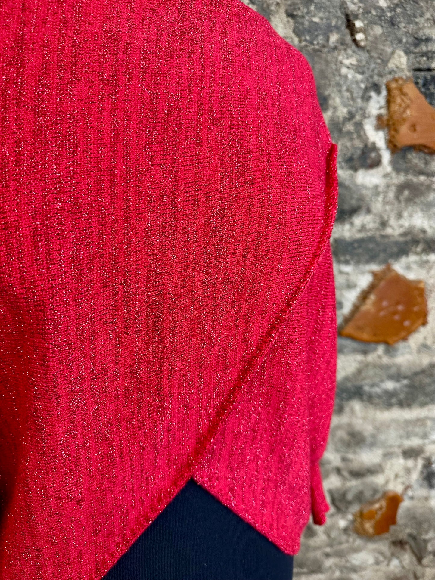 “Tanya “ cherry wrap Italian knit with metallic fleck