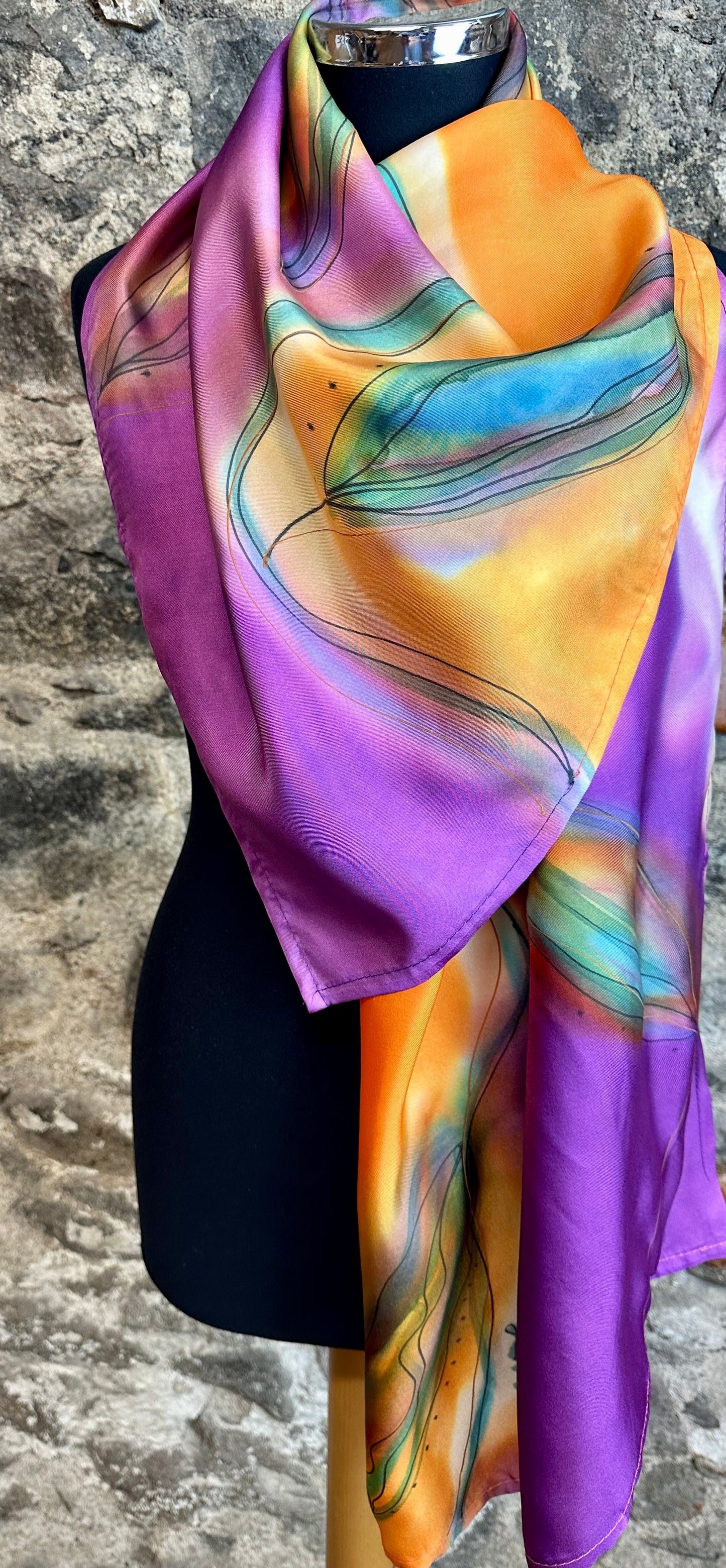 Lorsha Handpainted silk Scarf