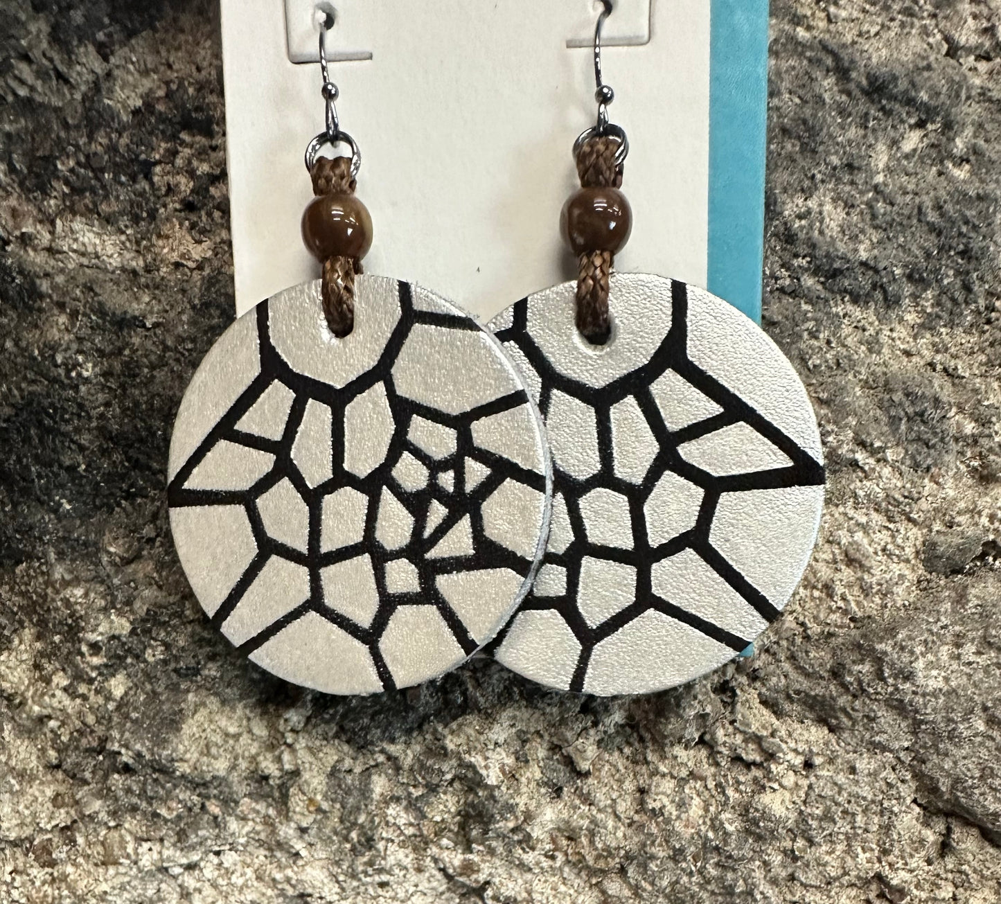 Abstract statement vegan leather earrings