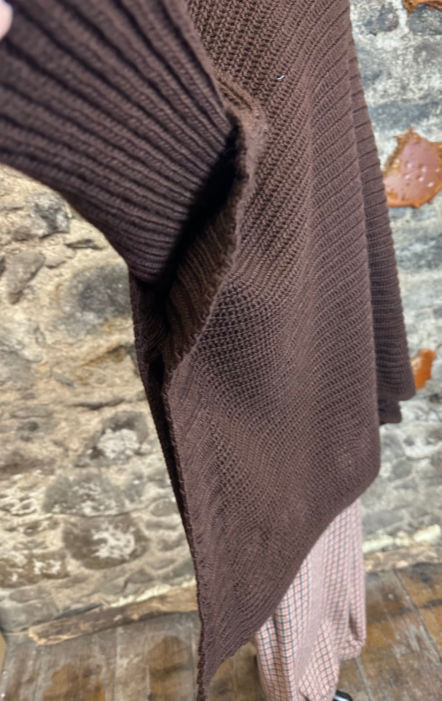 “Darina” chocolate high neck polo poncho