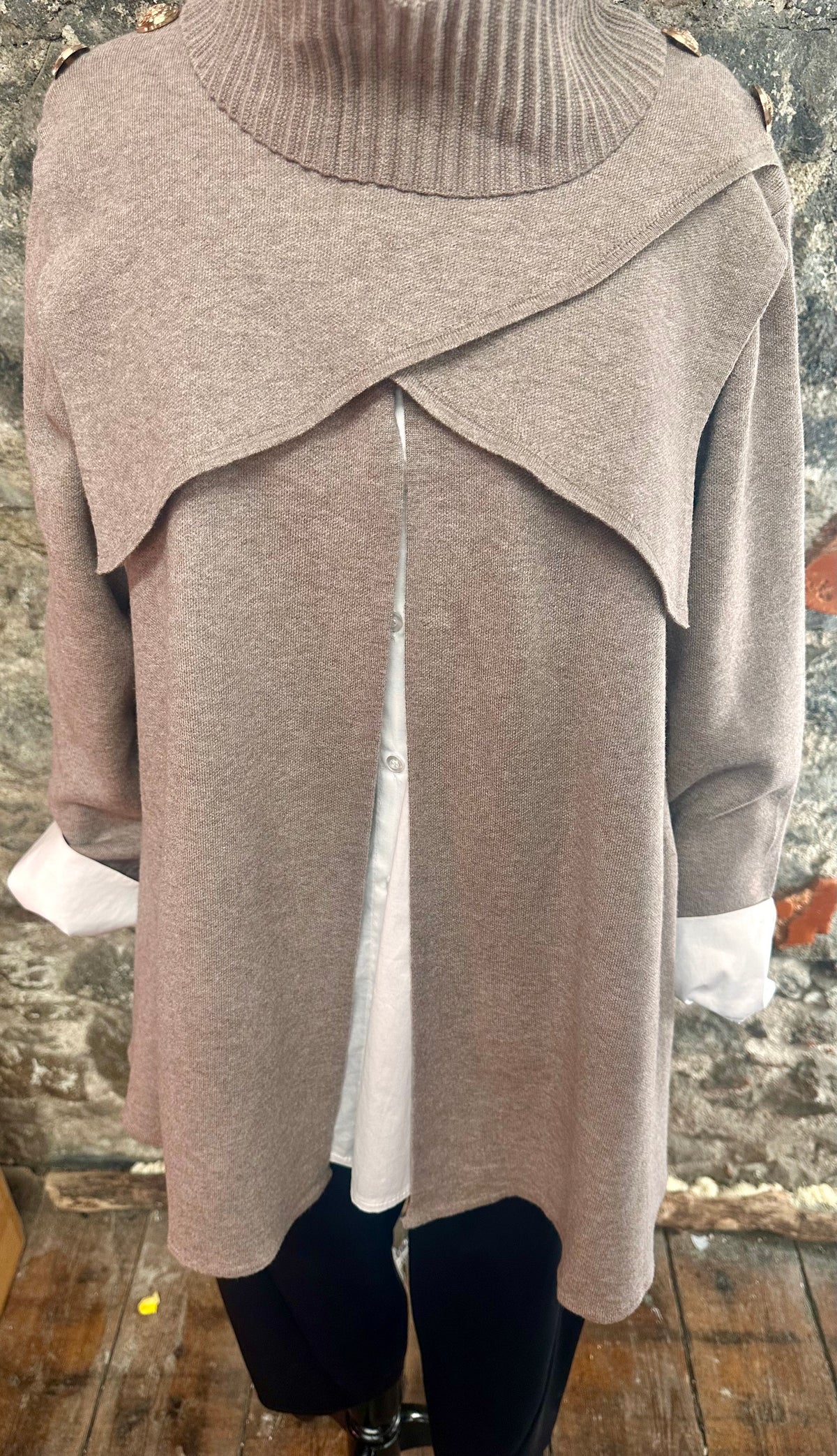 “Rosie “mocha cowl neck cape Italian knit