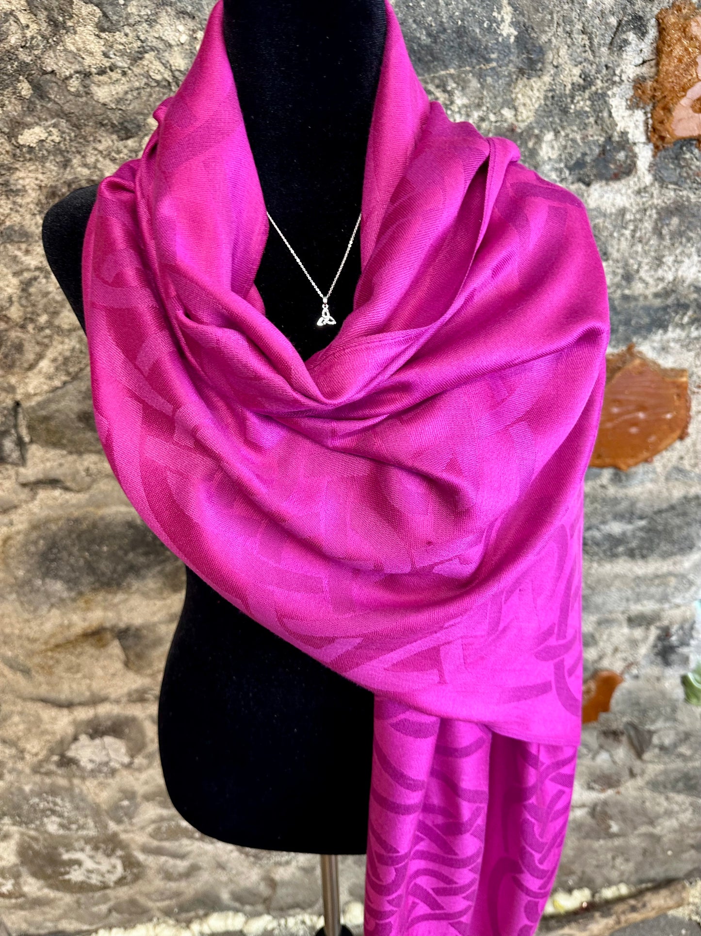 Fuschia heritage Irish designed knotwork pashmina