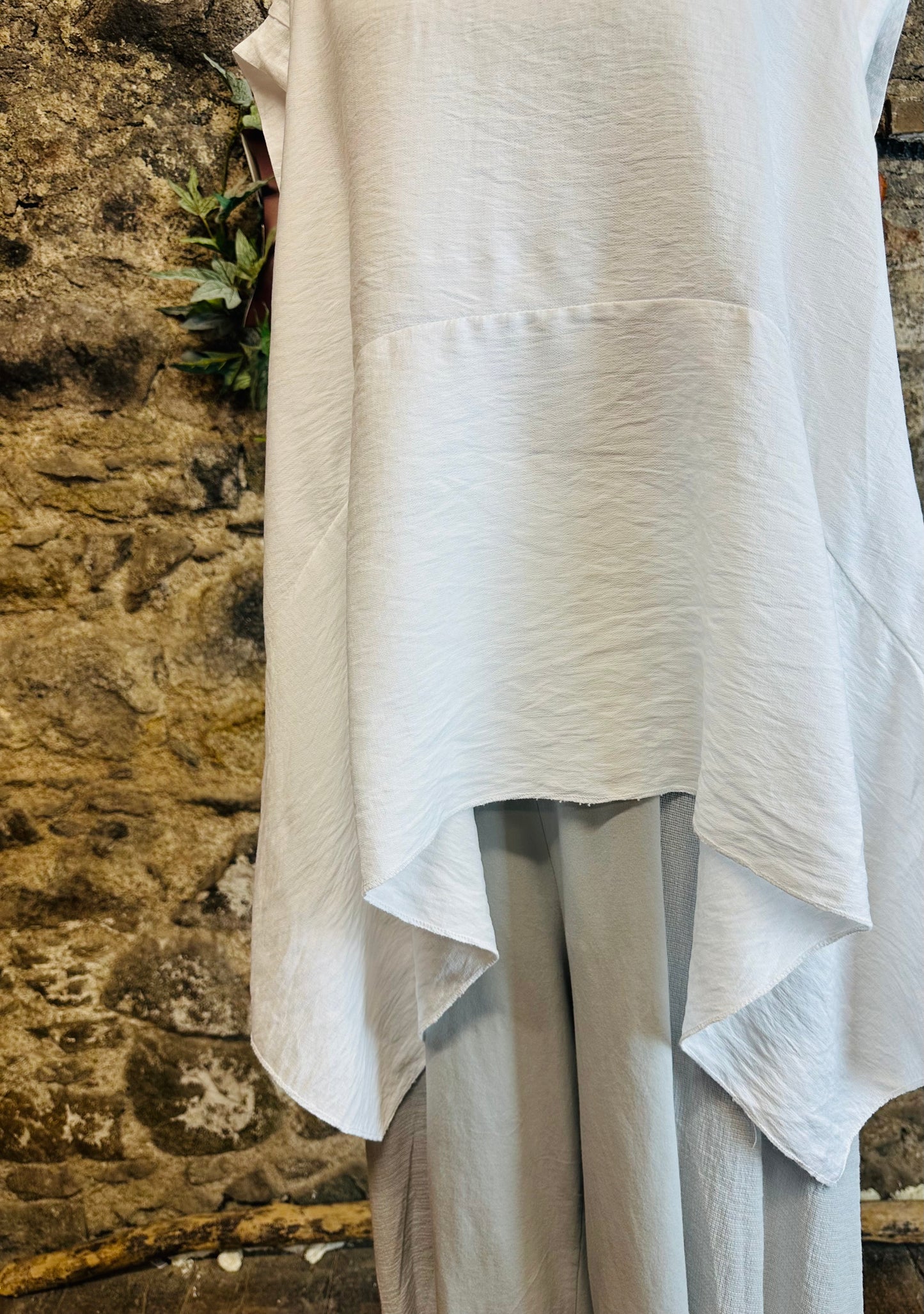 “Sorento “ white Italian dipped hem tunic