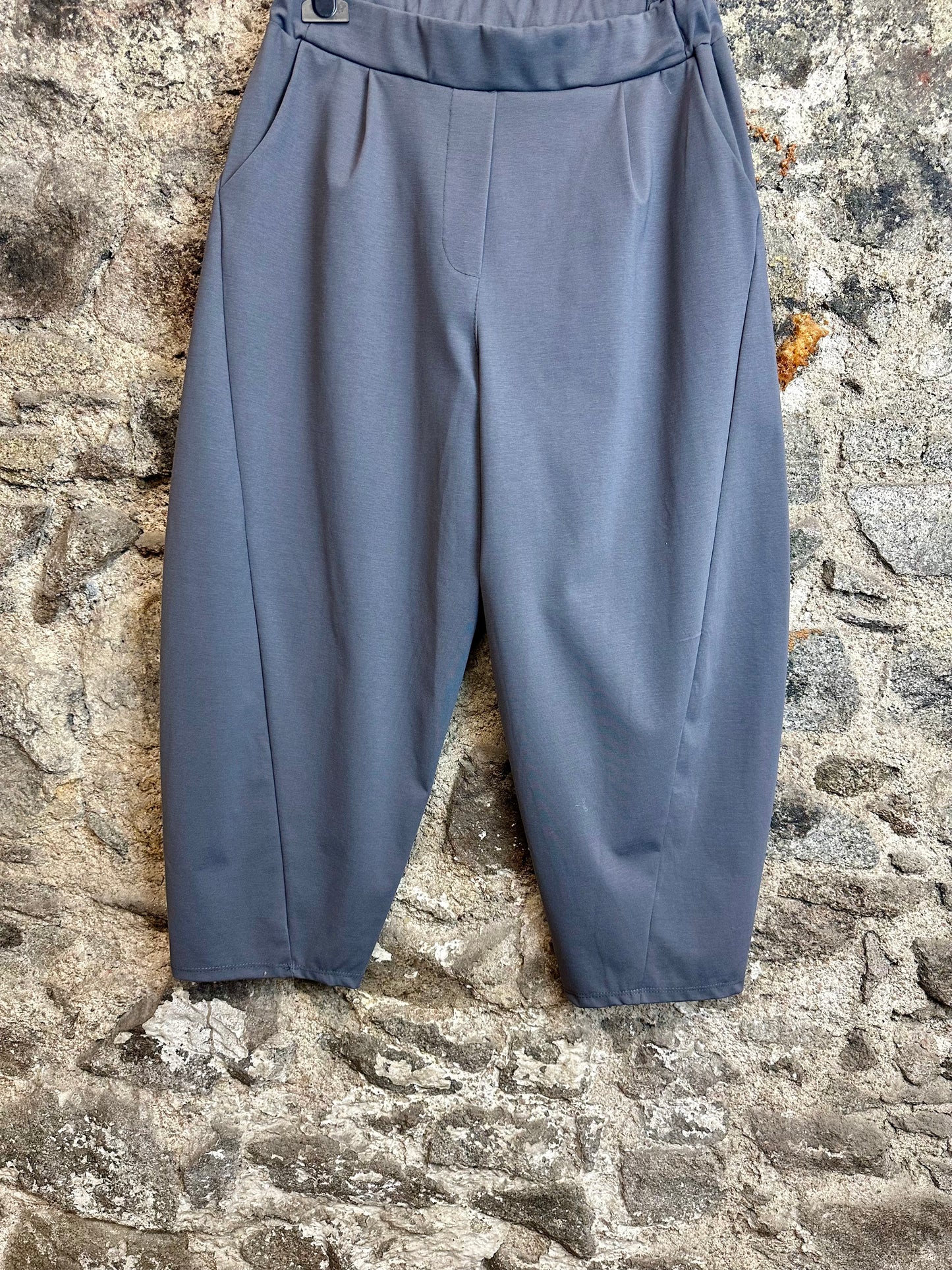 “Lottie “ charcoal grey Italian barrel leg cocoon trouser