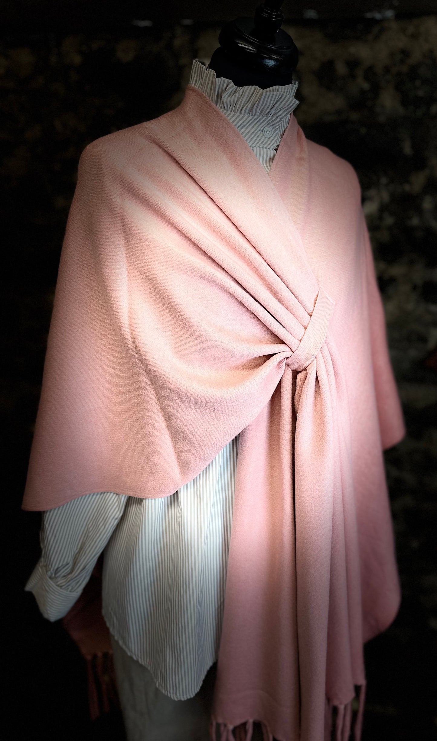 “Chelsea “ strawberry salmon pink cosey fine knit wrap