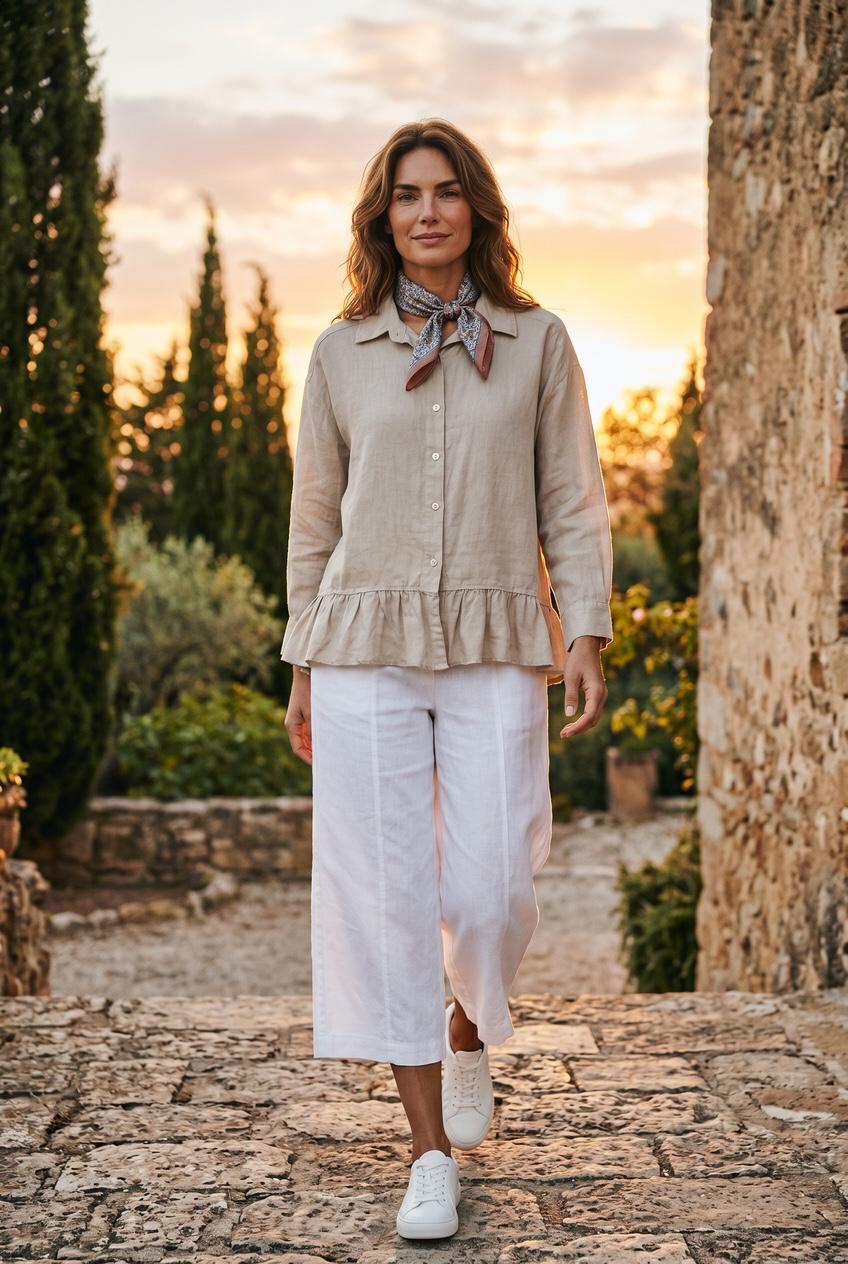“ Freya “ stone Italian linen shirt
