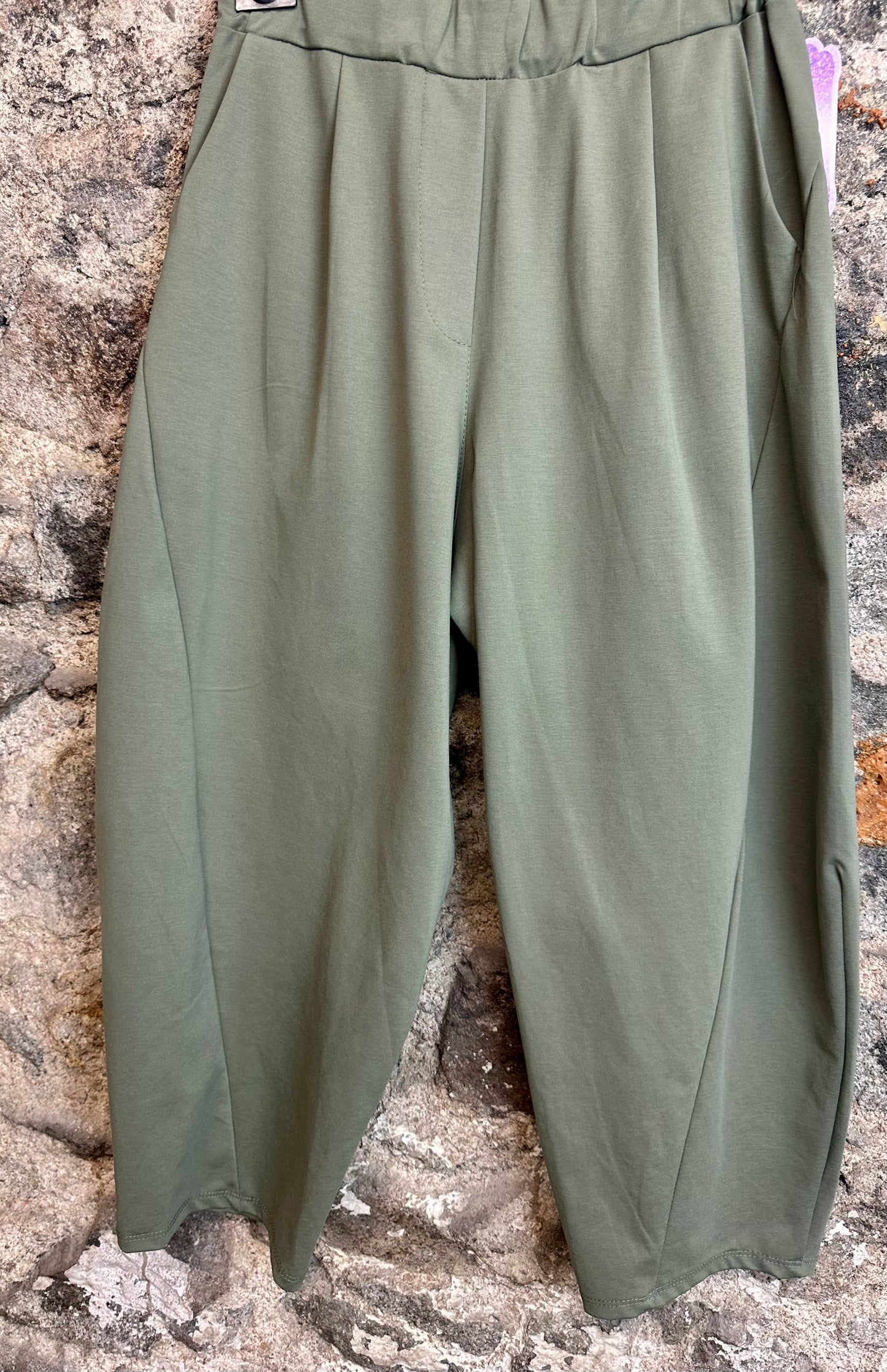 “Lottie “ olive kaki green Italian cocoon pants