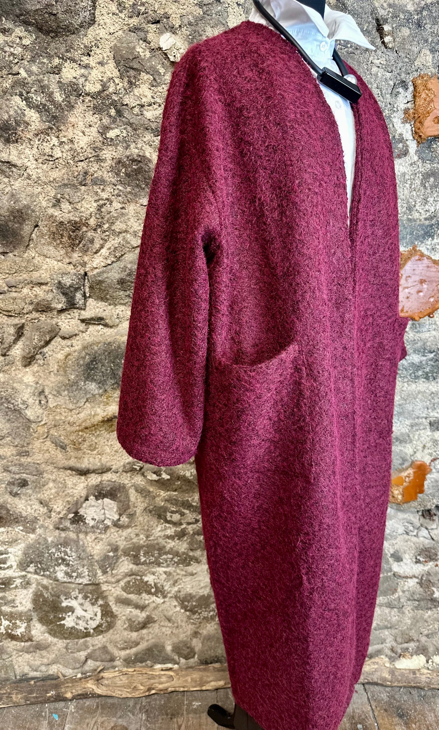 “Kiera “ Italian Bordeaux super cosey kimono full length shacket