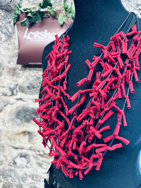 Lorsha Ruby fabric statement neckpiece