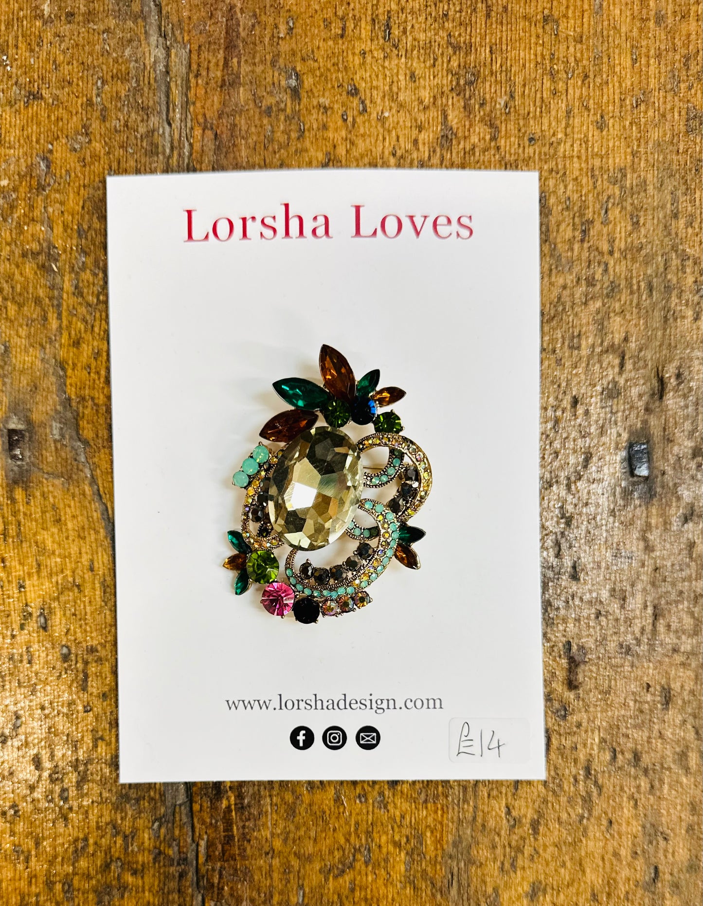 “Lorsha loves “ statement bejewelled pin brooch