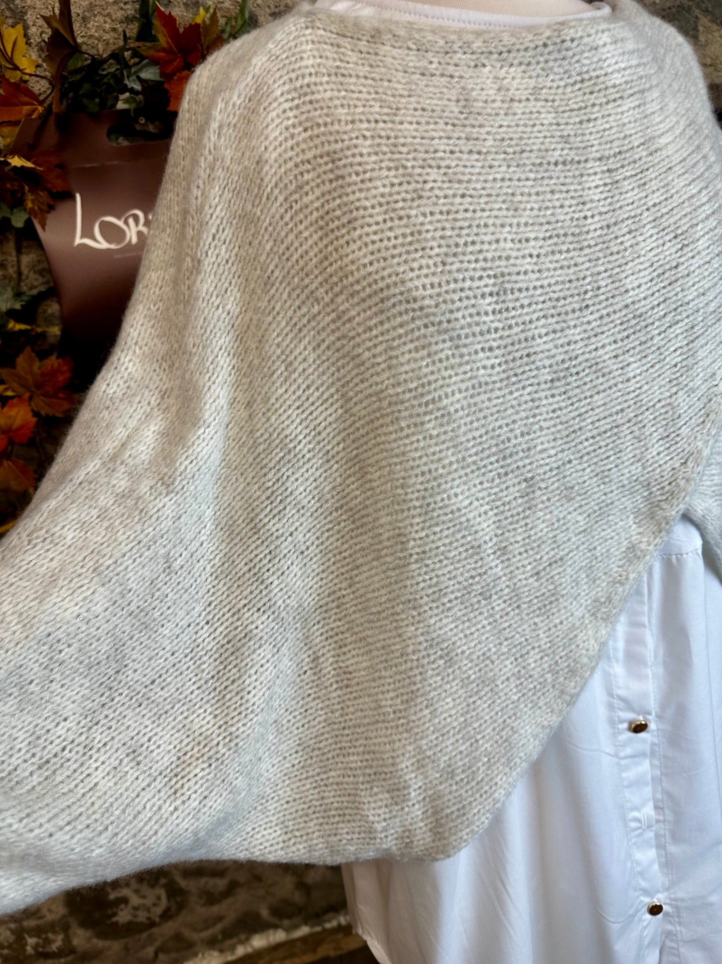 “The Molly” soft grey Italian crossover knit