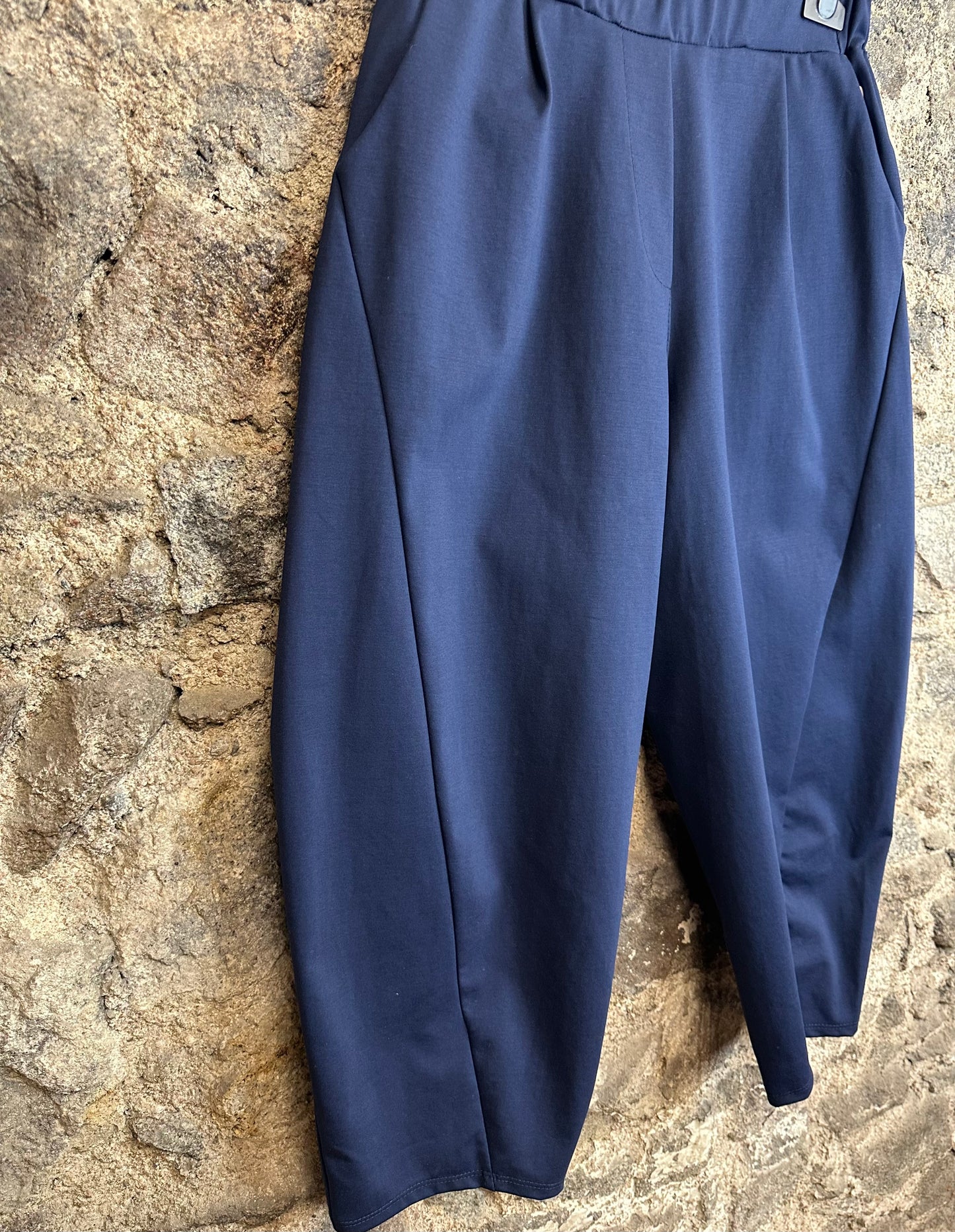 “Lottie “ indigo navy Italian barrel leg cocoon trouser