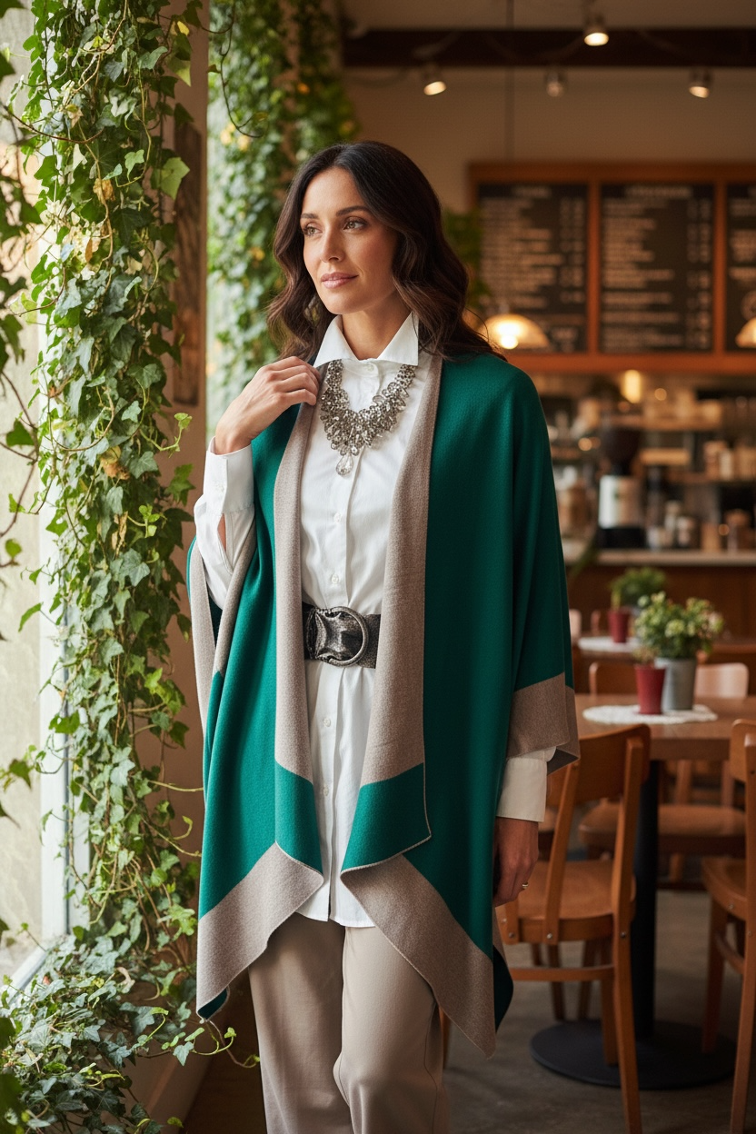 “Roberta” Mocha and forest reversible wrap /cspe