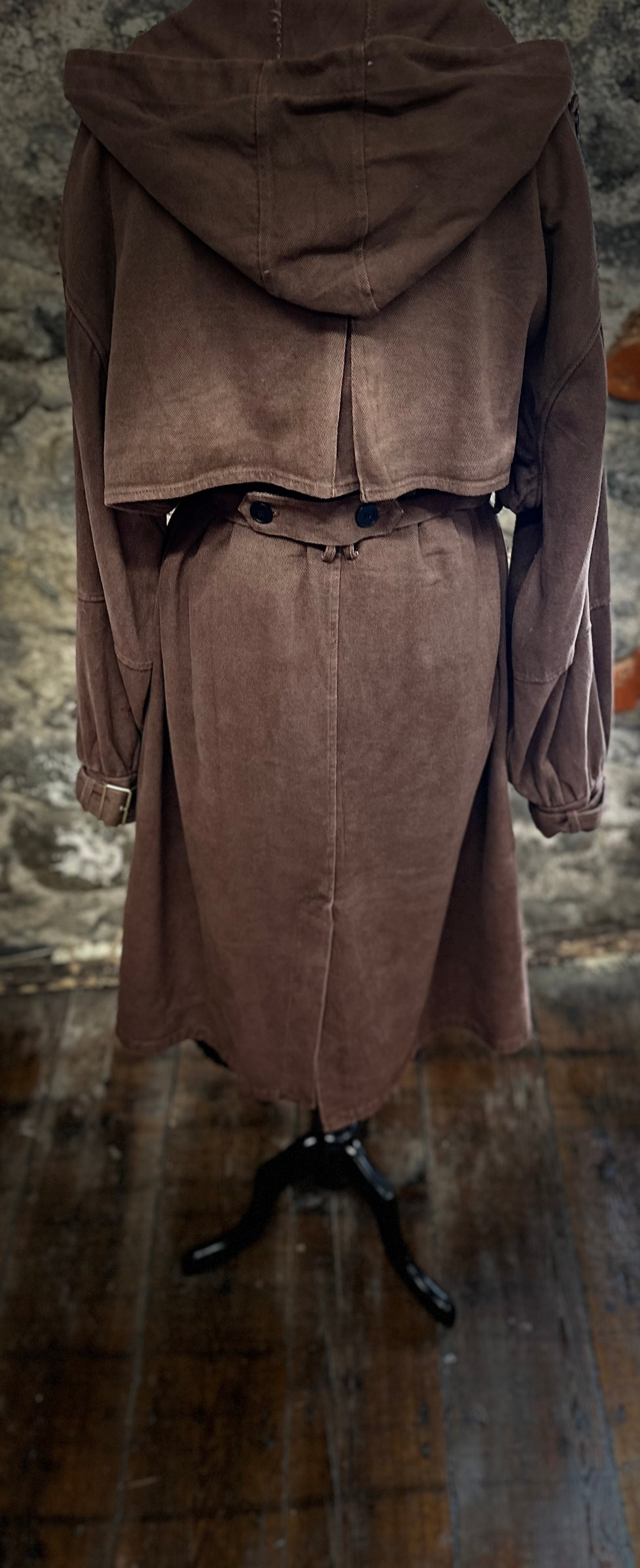 “Felicity “ coco brown hoided Italian trench coat
