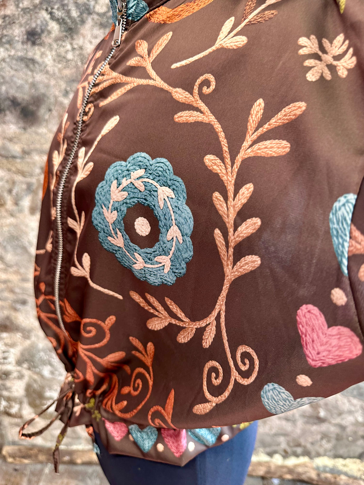 “Ellis ..”chocolate print light weight bomber jacket