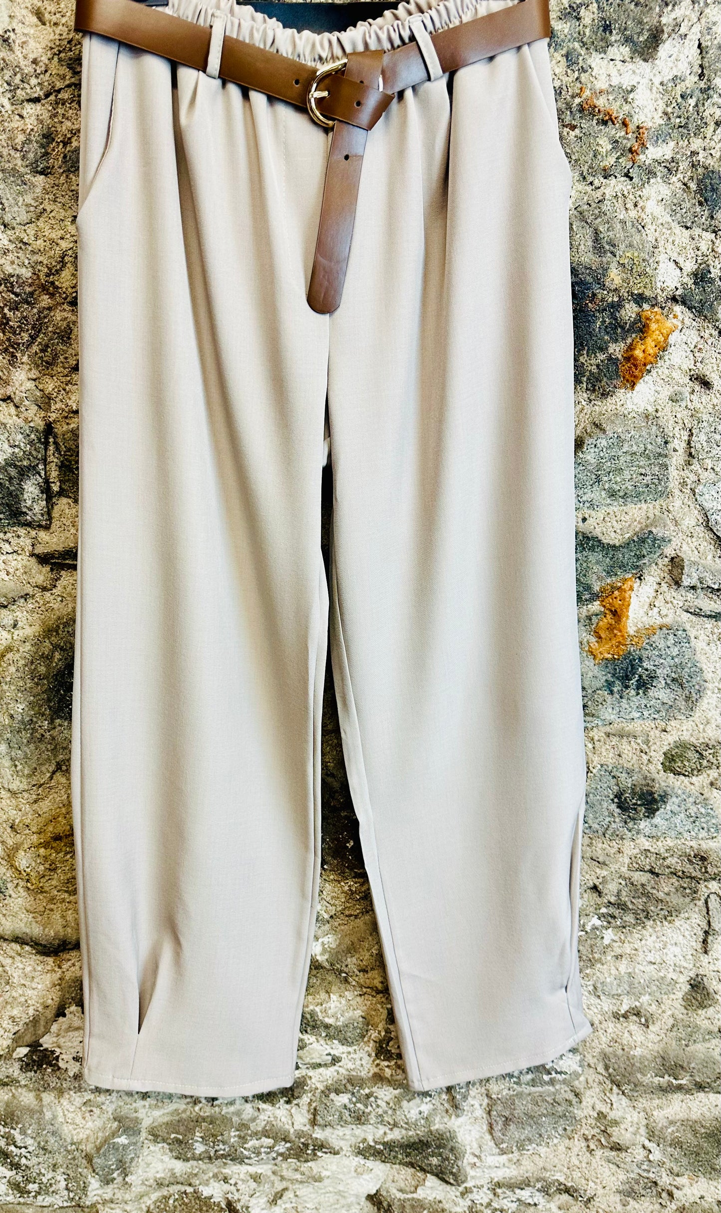 “Mary Beth “ Italian pintuck  trouser in  stone
