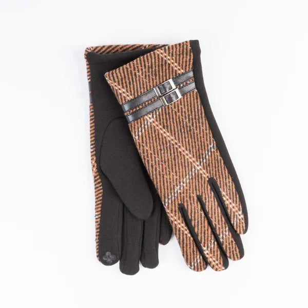 Heritage mocha plaid strap glove