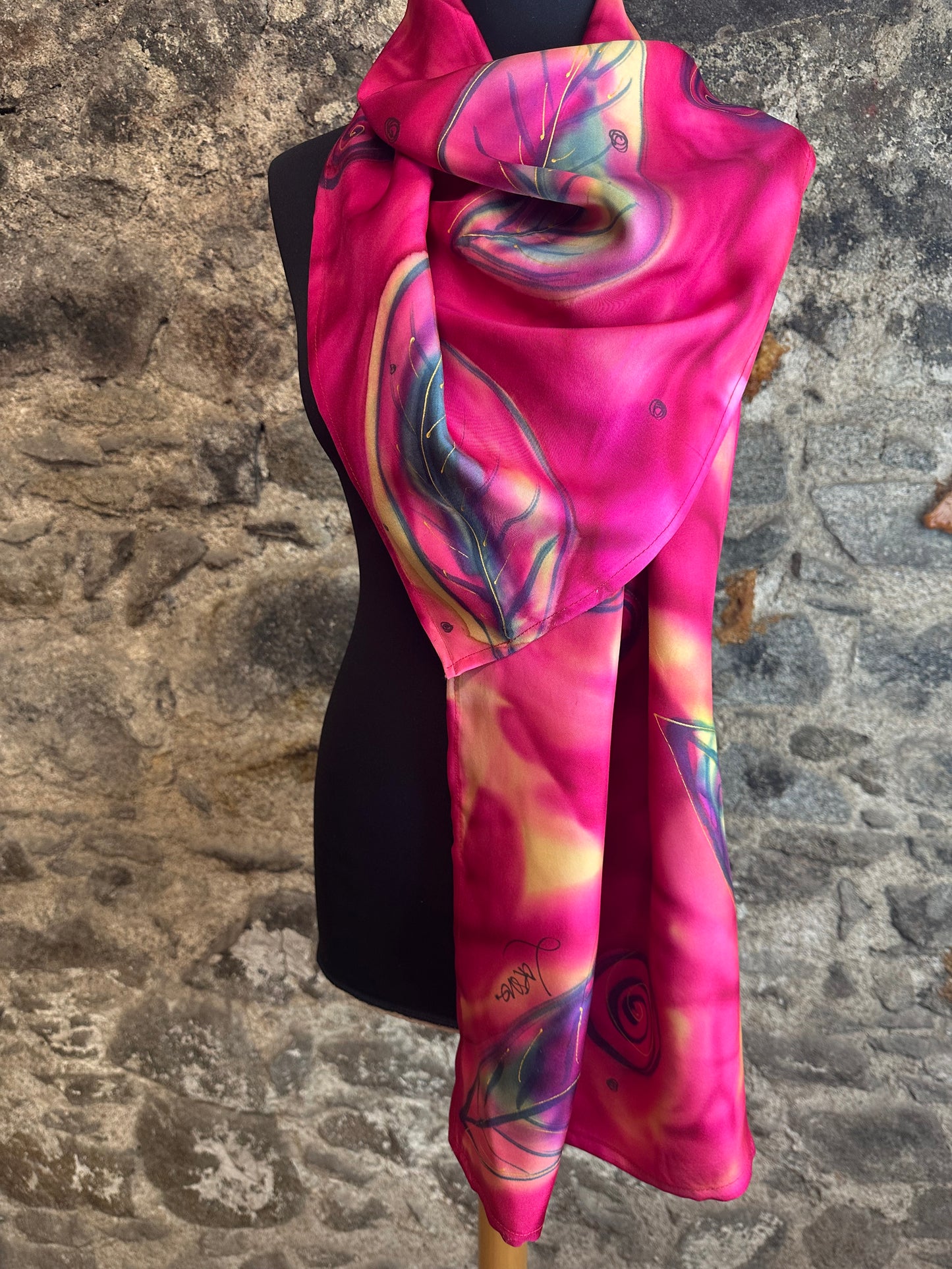 Lorshadesign hand painted silk scarf collection