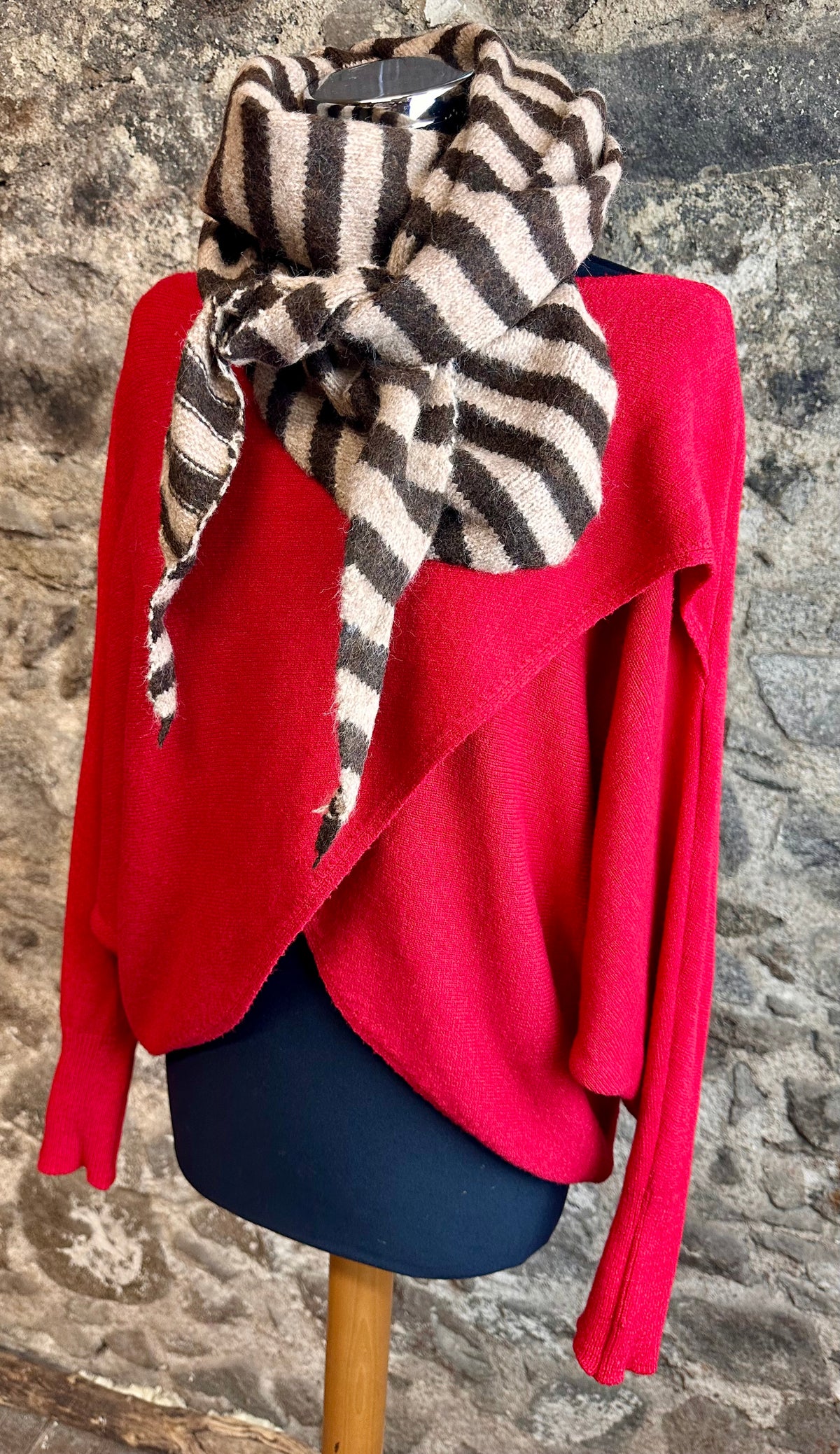 “Sadie “ ruby red Italian crossover knit