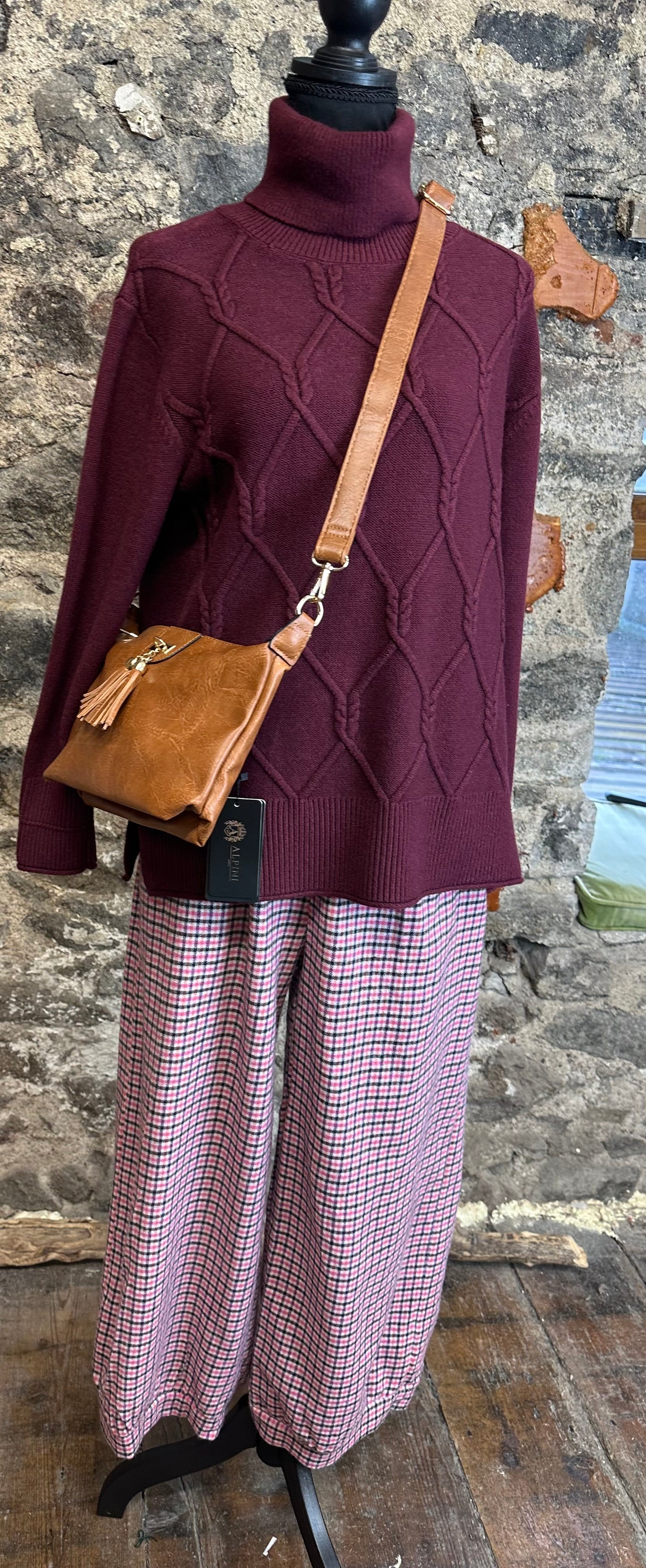 “Dani “ wine plaid Italian cosey pants