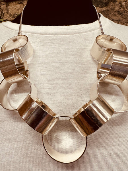 Chunky silver statement link necklace