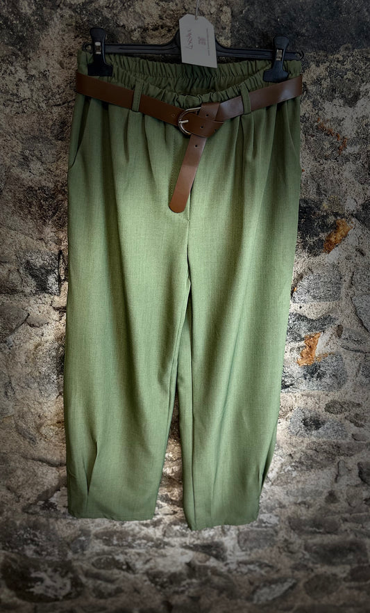 “Mary Beth “ sage green Italian pintuck dress trouser