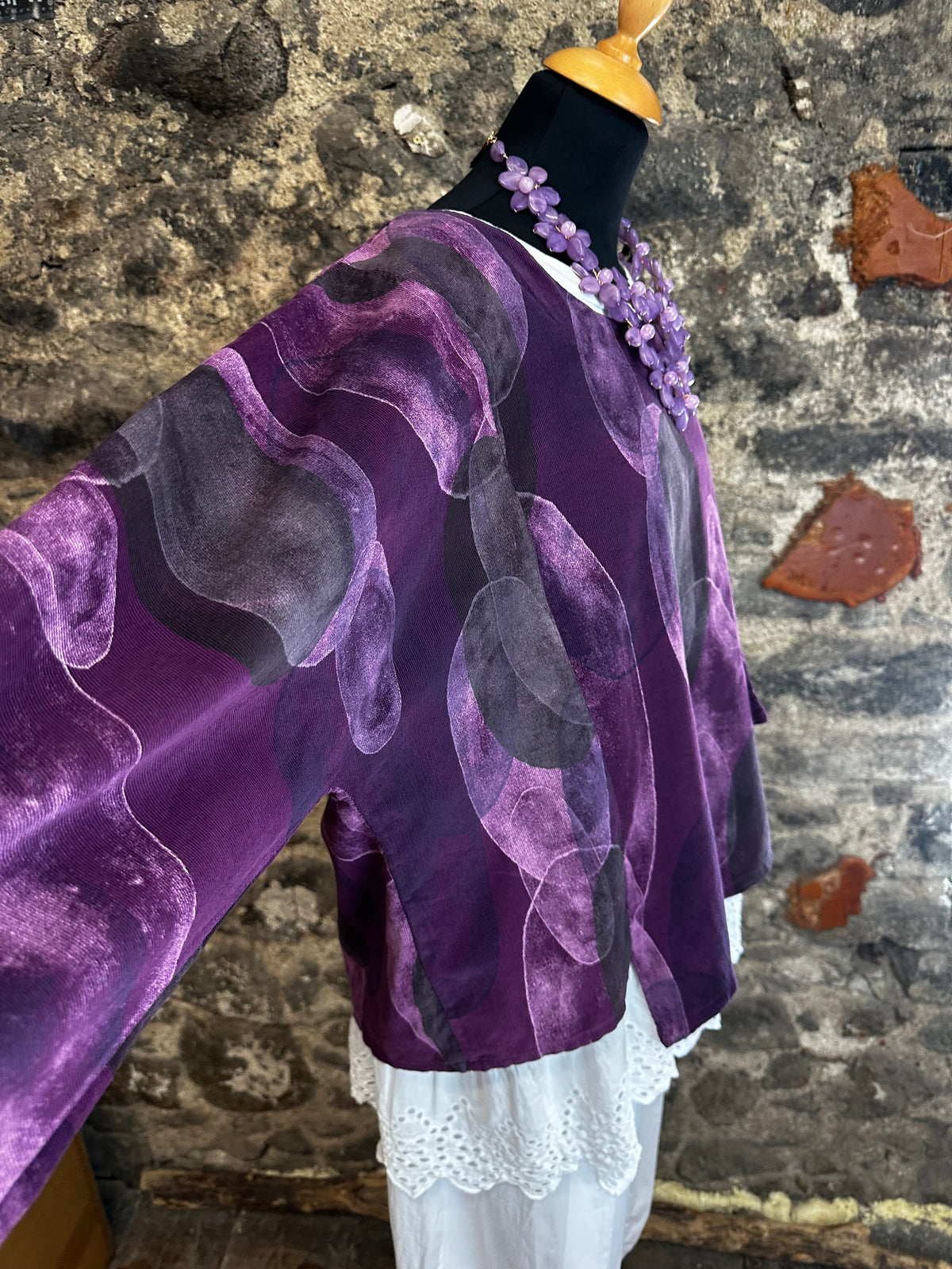 Betty .. violet and charcoal pin corduroy Italian tunic