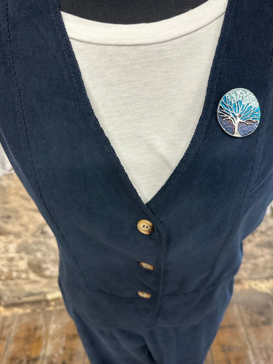 “Farrah “ indigo navy fine in corduroy waist coat