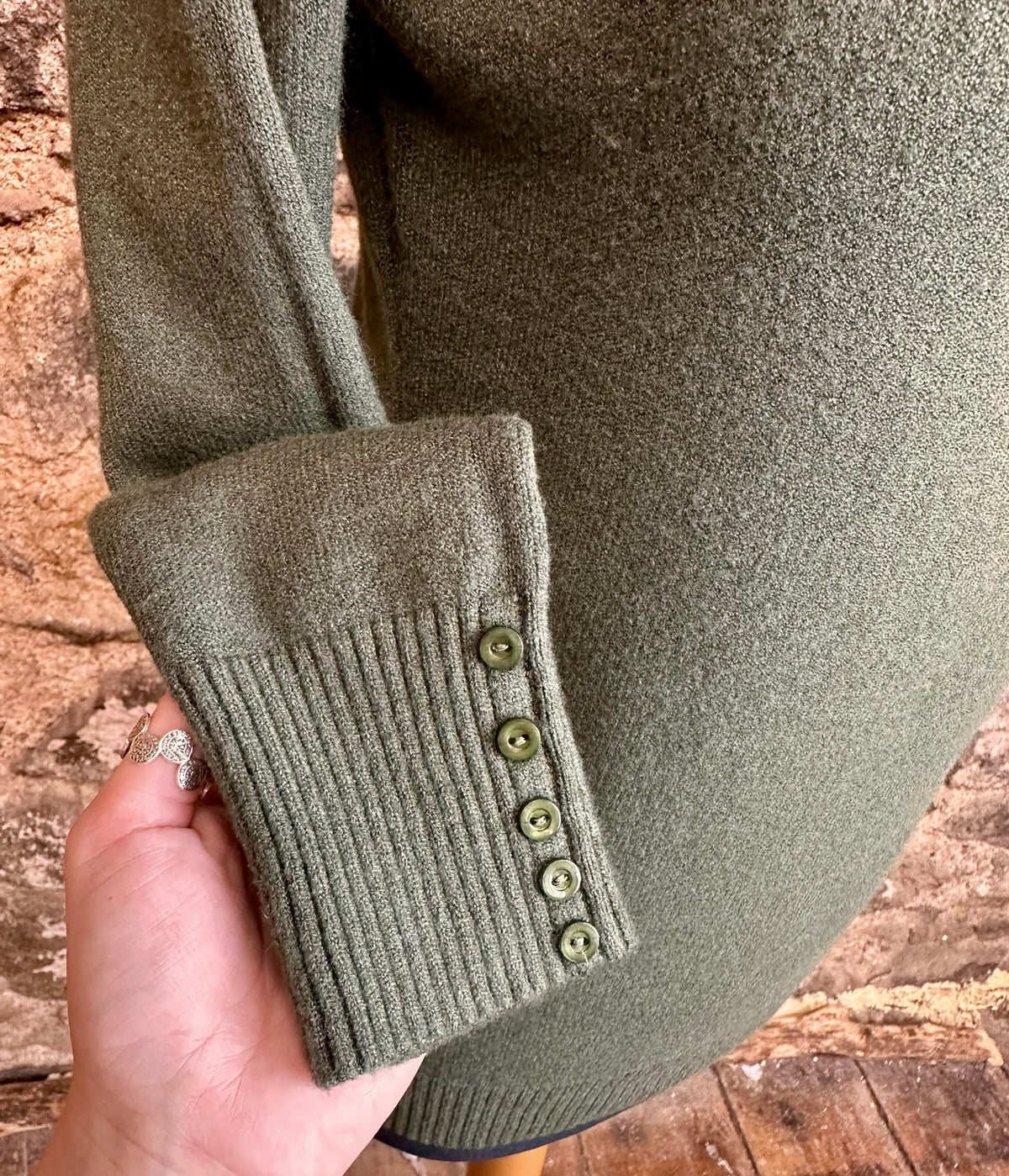 Ciara forest green Italian high neck knit
