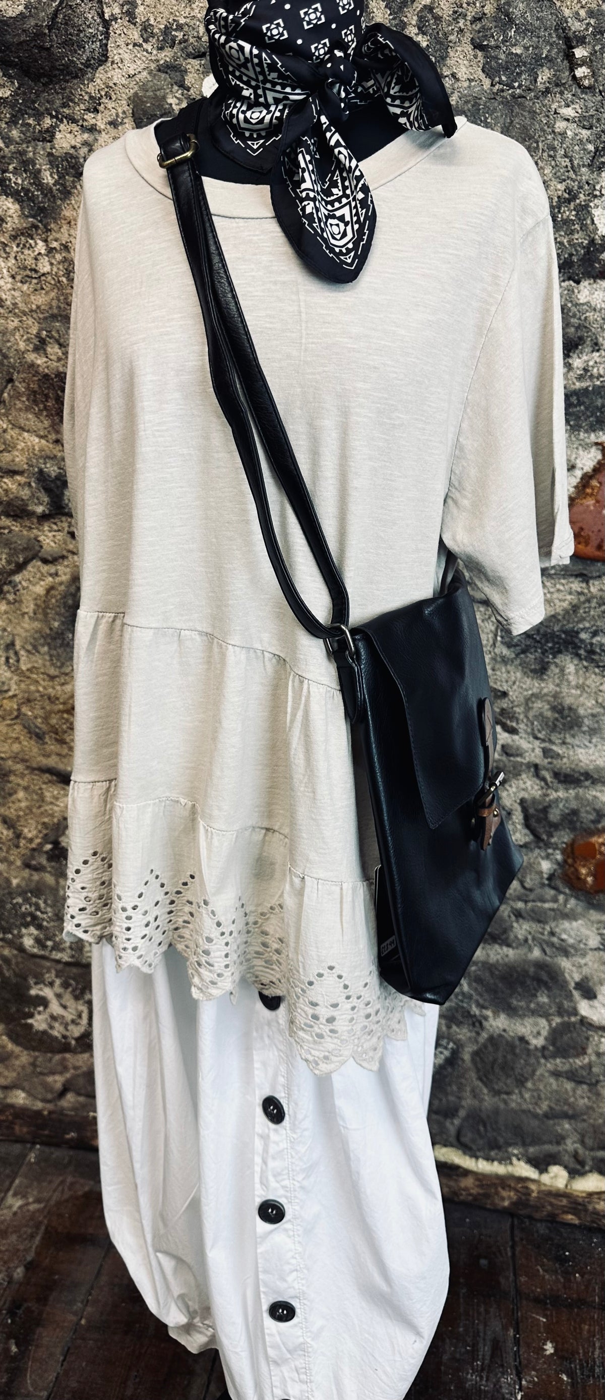 “Nancy “ natural stone Italian layering T-shirt