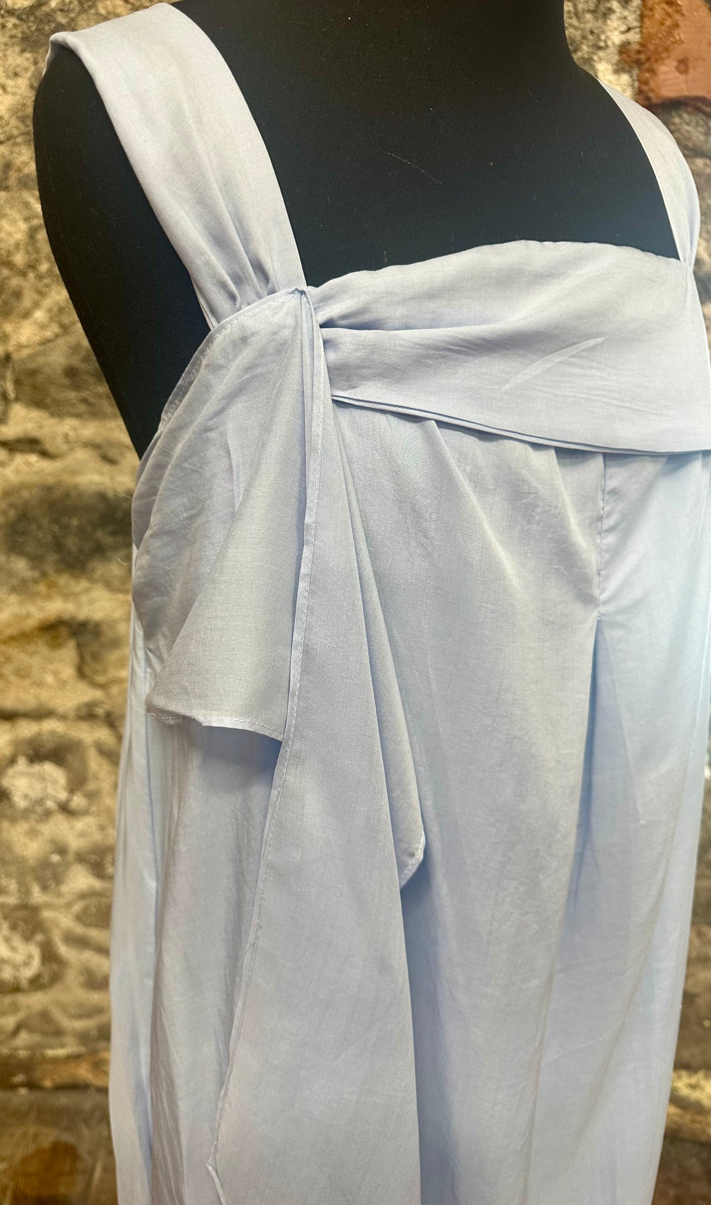 “Marguerite”powder blue Italian cotton lined dress
