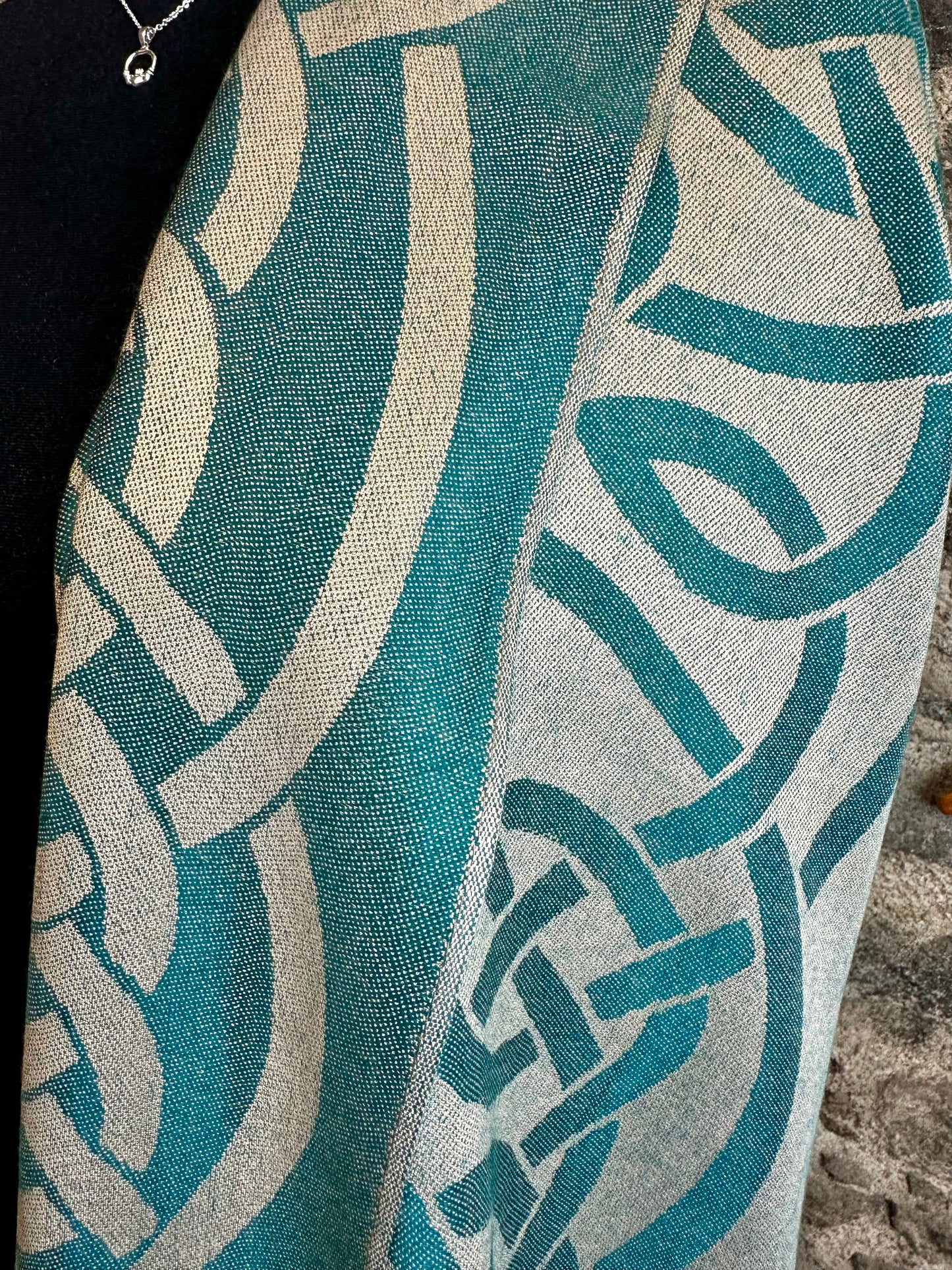 Heritage green Irish designed knotwork pashmina