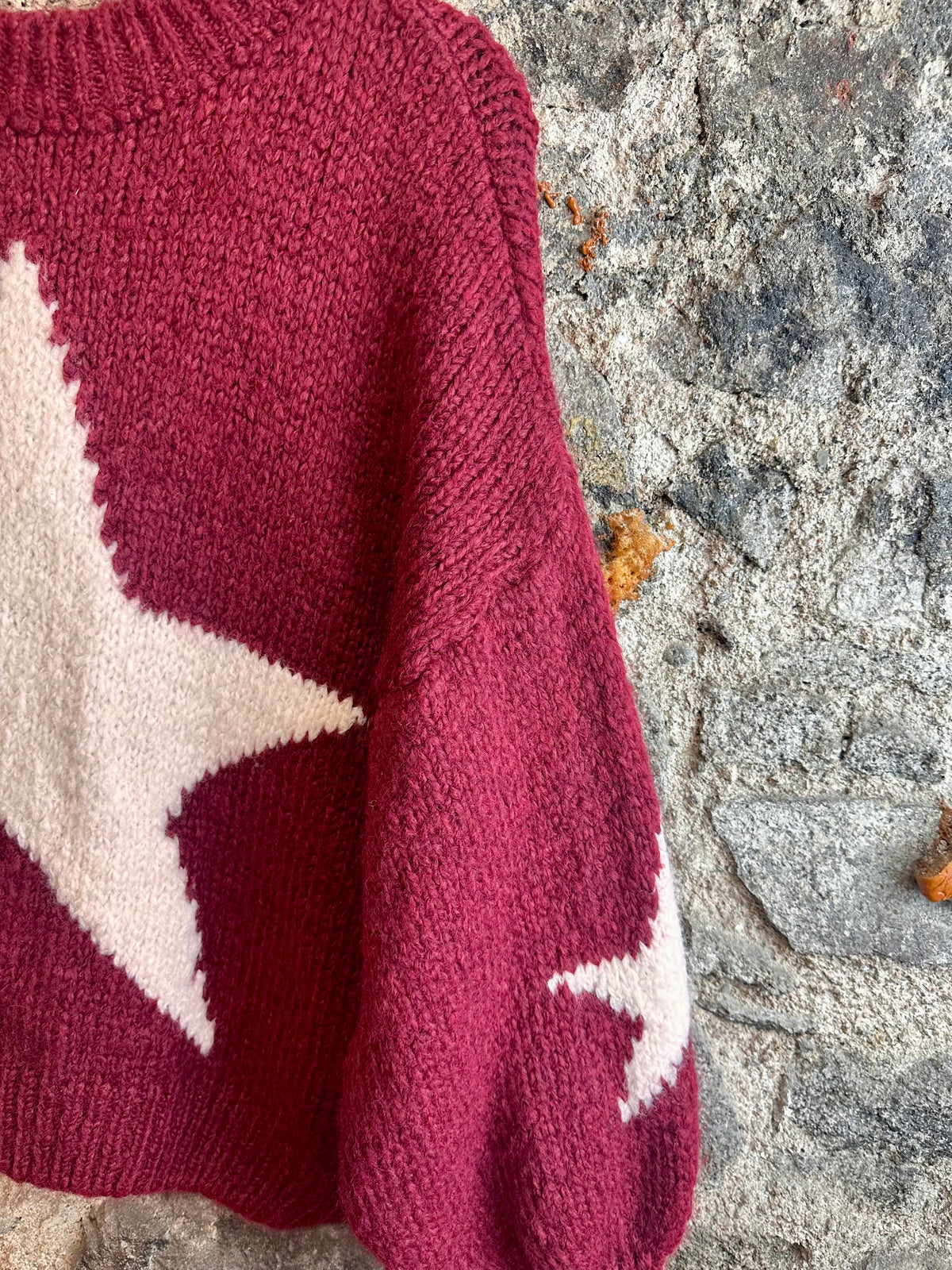 “Bowie “ burgundy and cream Italian soft loose knit jumper