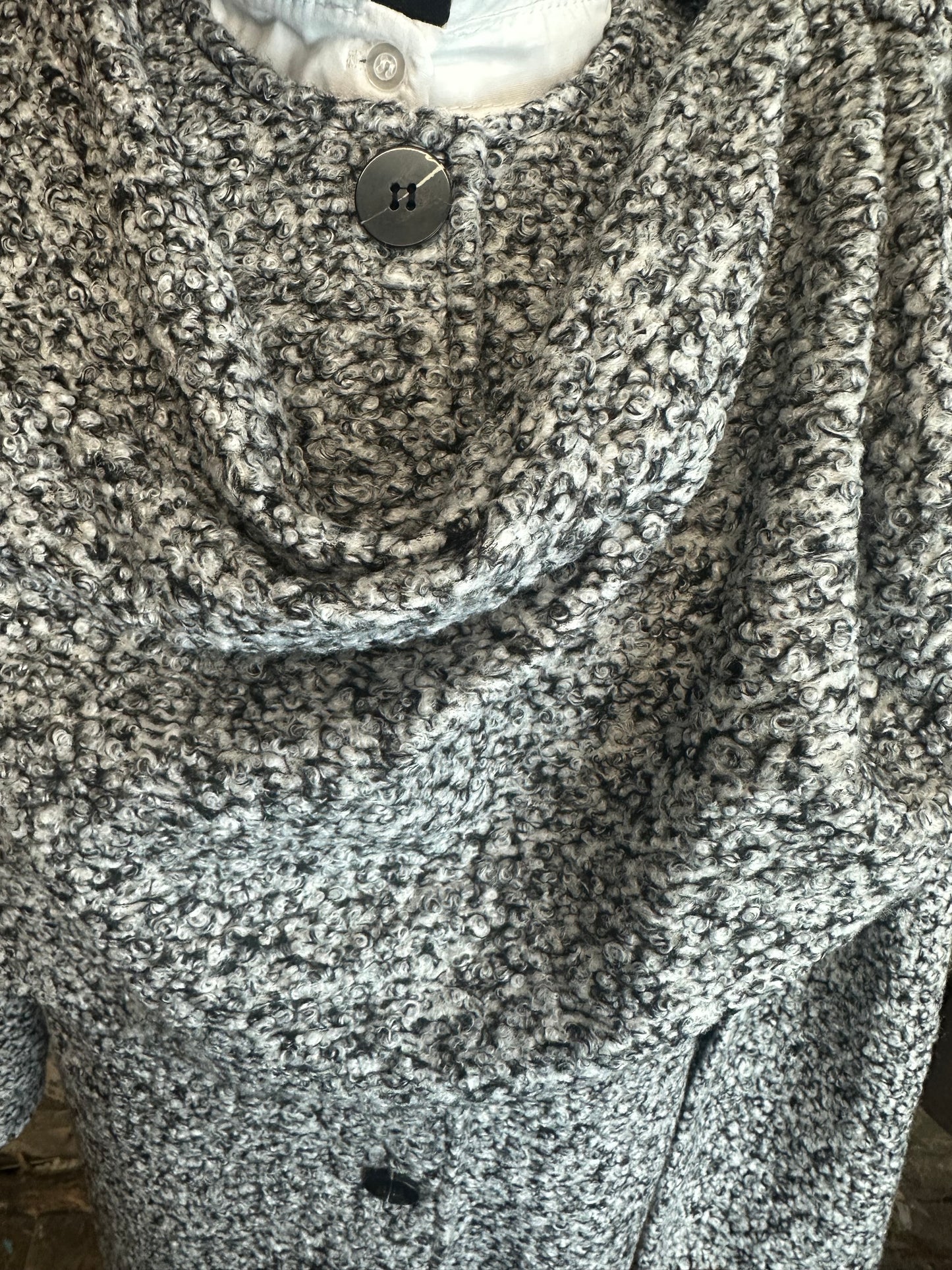 “Nicolette  “monochrome italian boucle scarf wrap coat